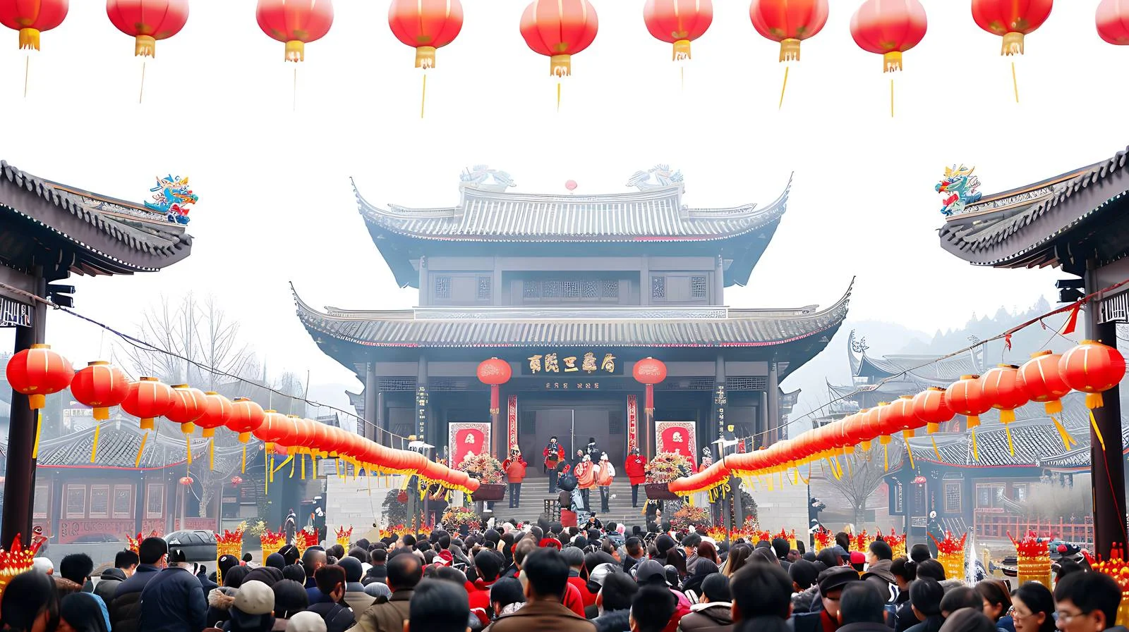 Traditional New Year's Blessing Ceremony at Tiantai Mountain — free download from Dotvec