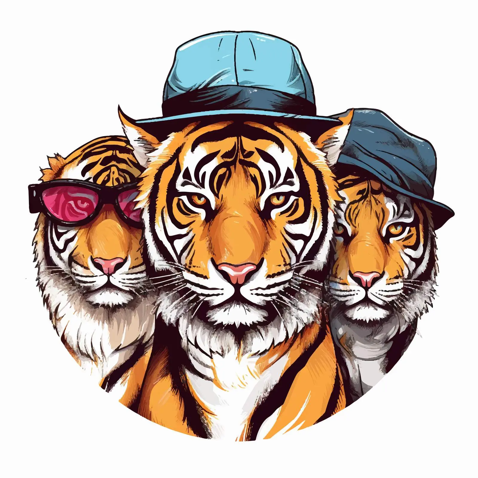Tiger and Koalas in Stylish Accessories — free download from Dotvec