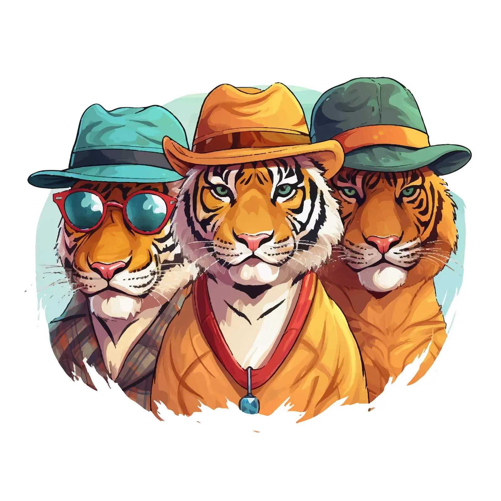 Modern Sketch of Tiger and Koala in Accessories — free download from Dotvec