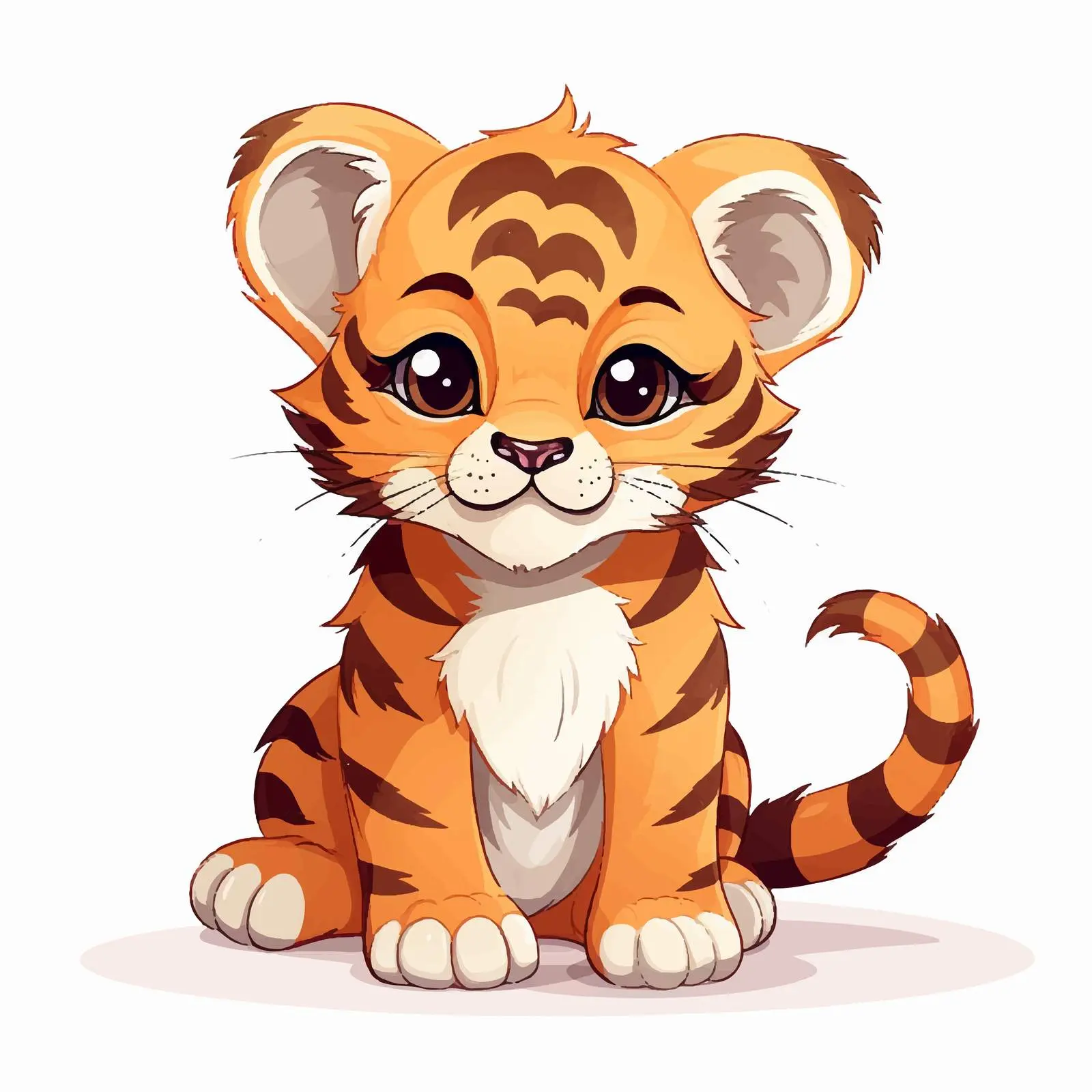 Vector Illustration of a Tiger Cub on White Background – free cute tiger image from Dotvec