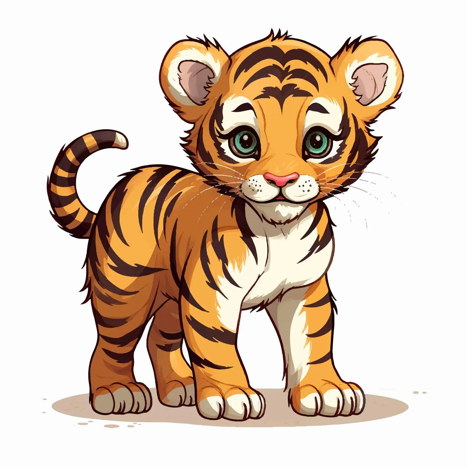 Tiger Cub Line Vector Illustration – free cute tiger image from Dotvec