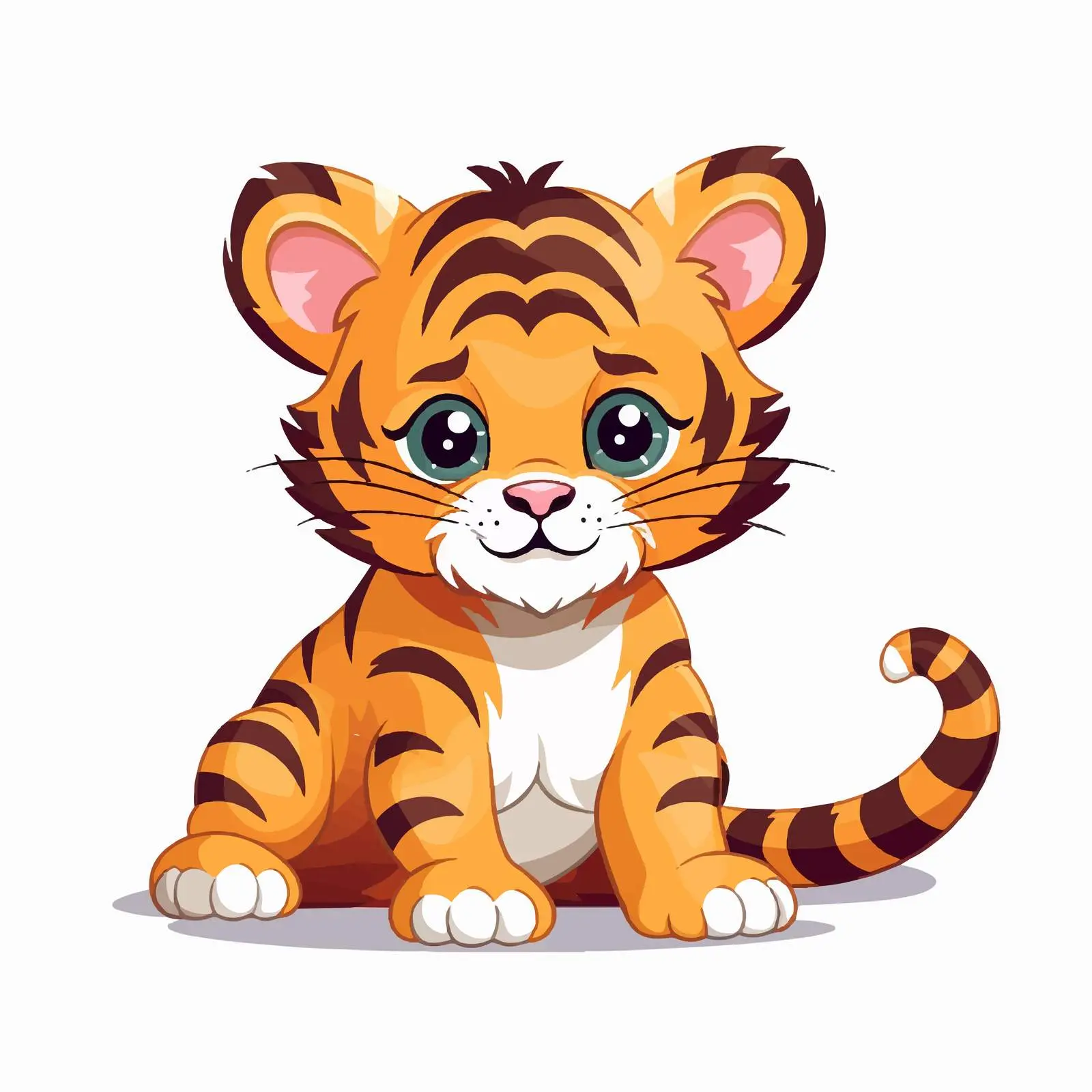 Tiger Cub Vector Illustration on White Background – free tiger design image from Dotvec