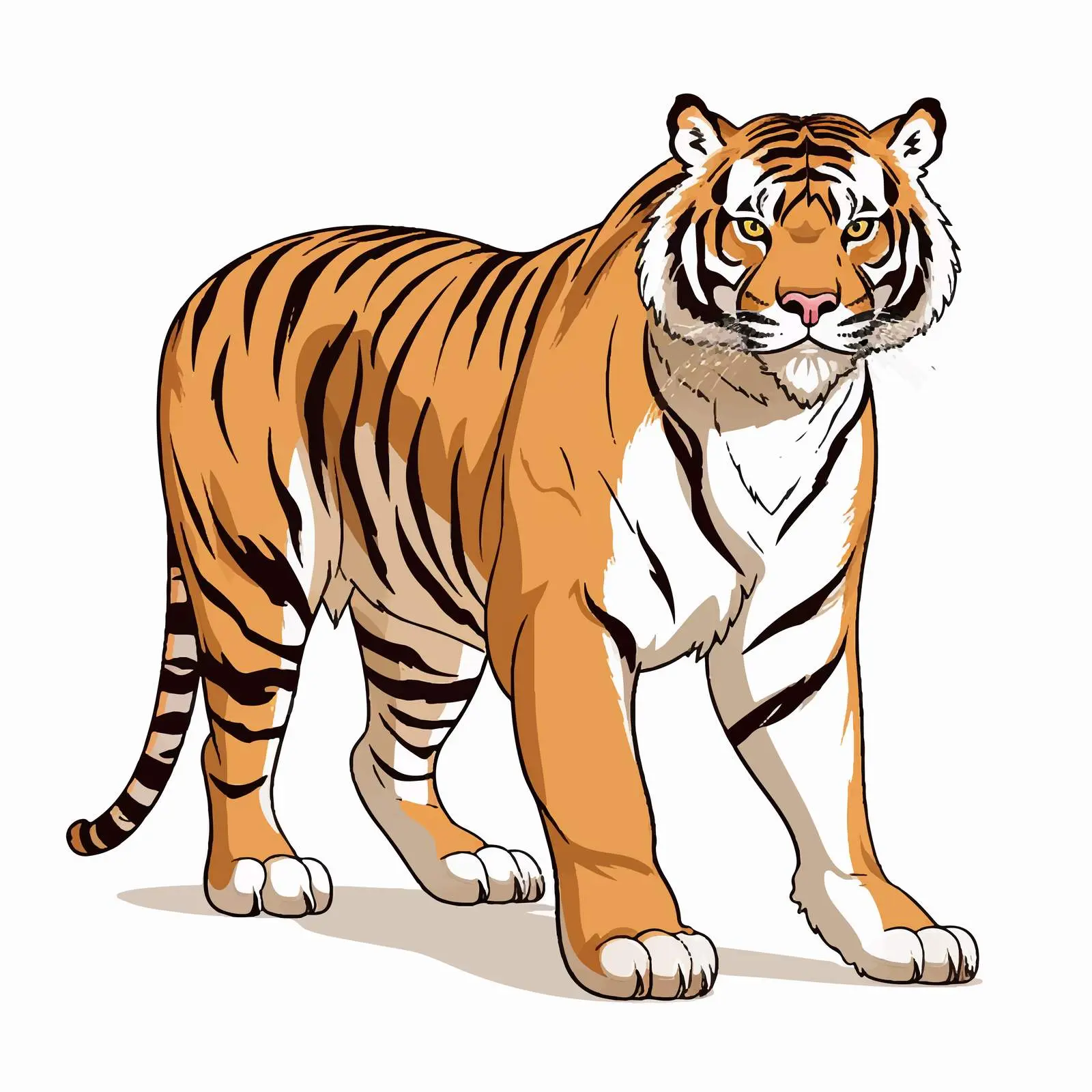Cartoon Tiger Vector Line Illustration — free download from Dotvec