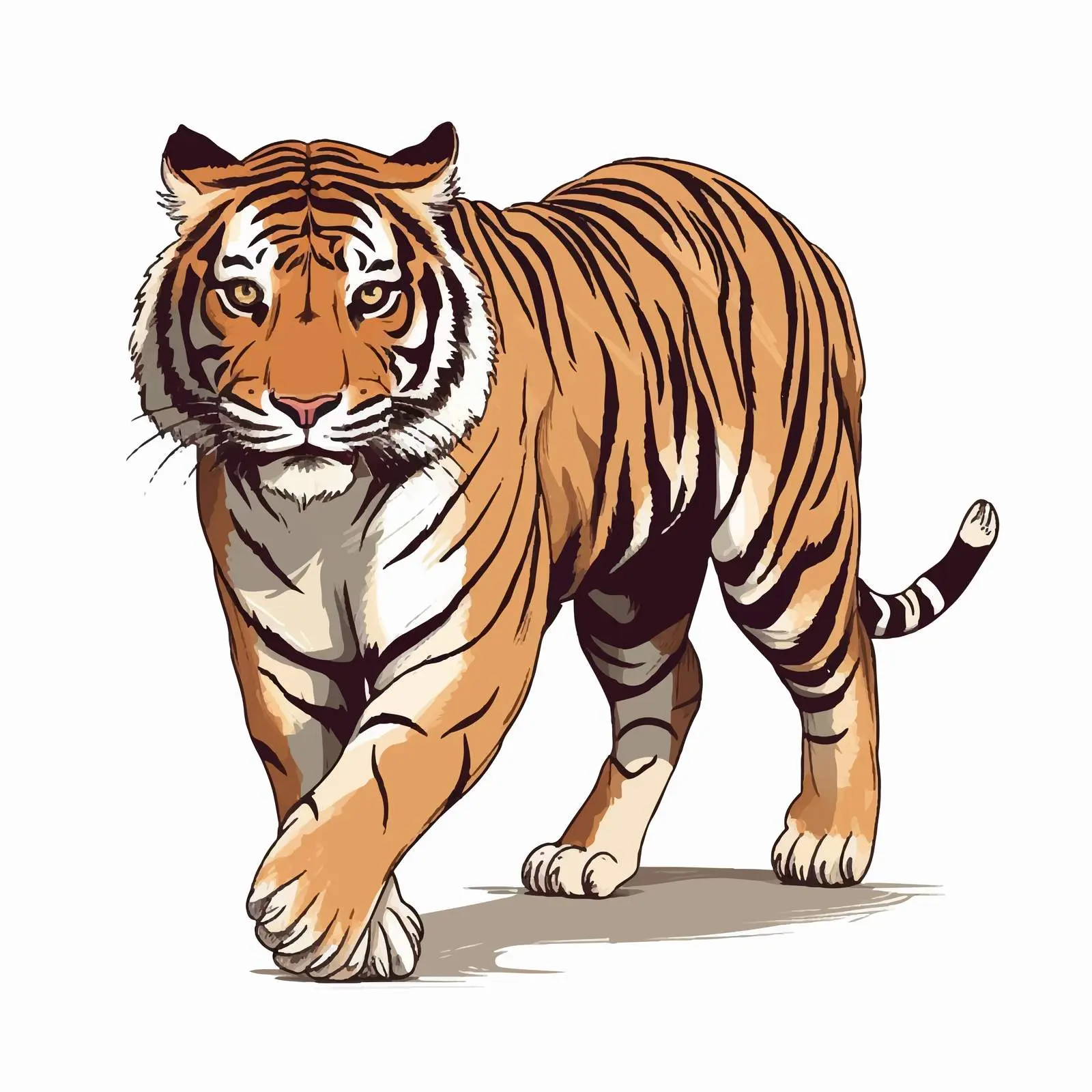 Cartoon Tiger Line Vector Illustration — free download from Dotvec