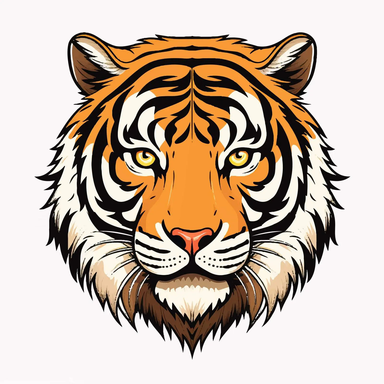 Tiger Line Vector Illustration on White Background – free printable vector image from Dotvec
