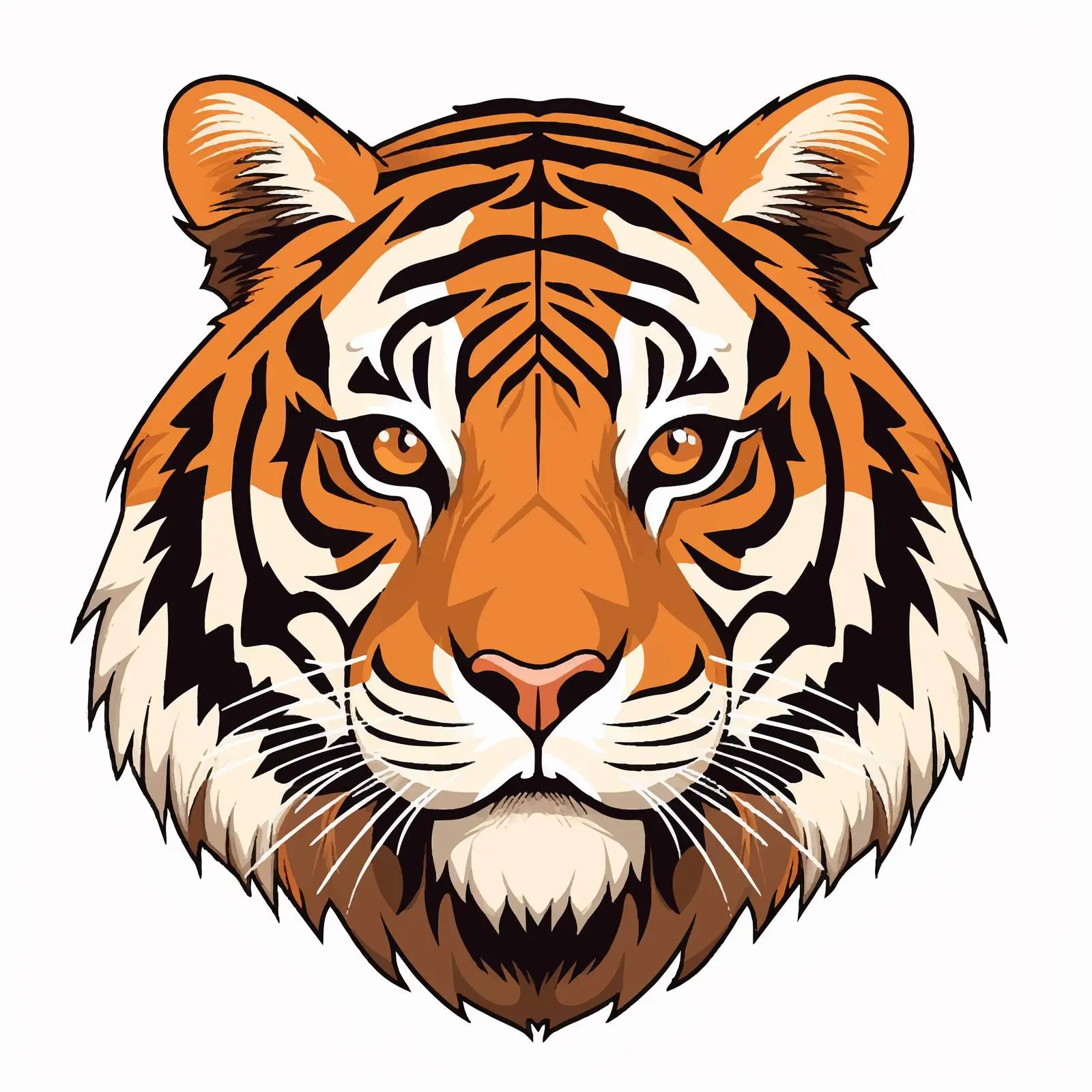 Tiger Line Vector Illustration on White Background – free stylized tiger image from Dotvec