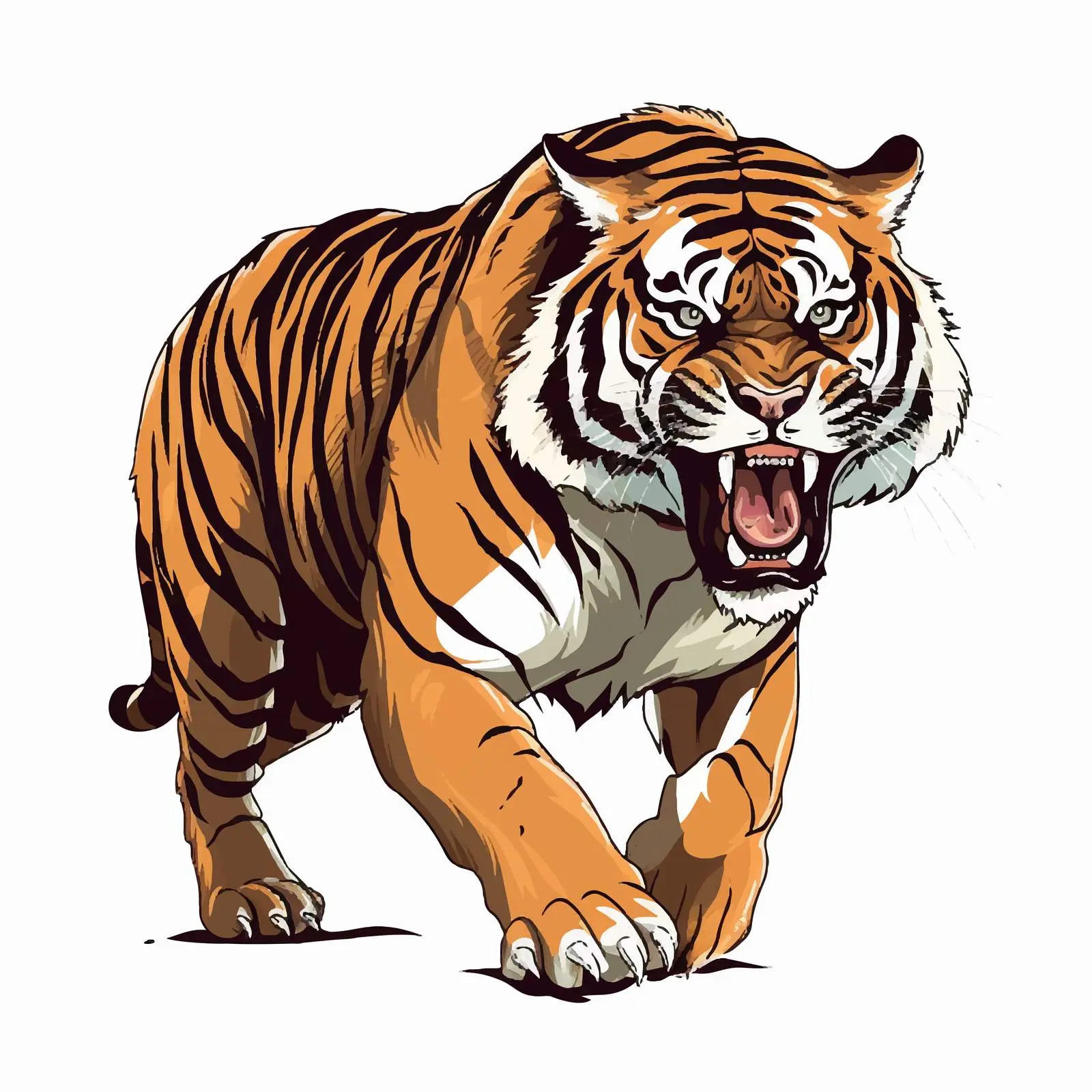 Cartoon Tiger Vector Illustration Isolated — free download from Dotvec