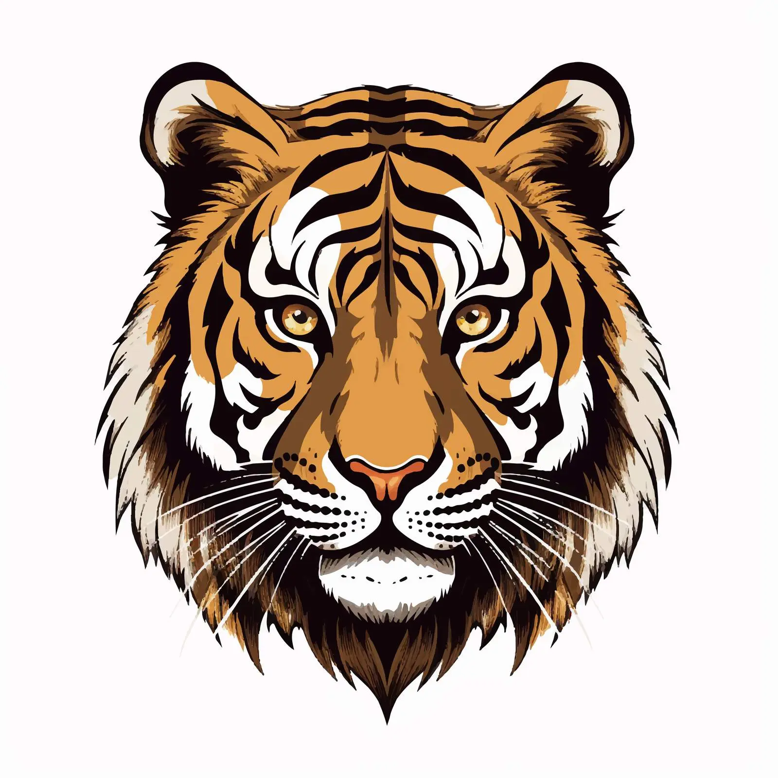 Top View Tiger Vector Illustration on White Background – free stylized tiger image from Dotvec