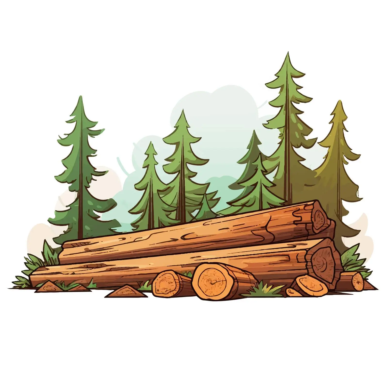 Cartoon Timber Line Vector Illustration – free forest vector image from Dotvec