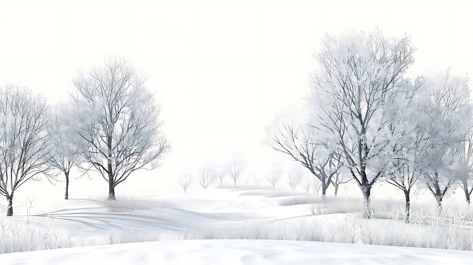 Snowy winter landscape in isolated white — free download from Dotvec
