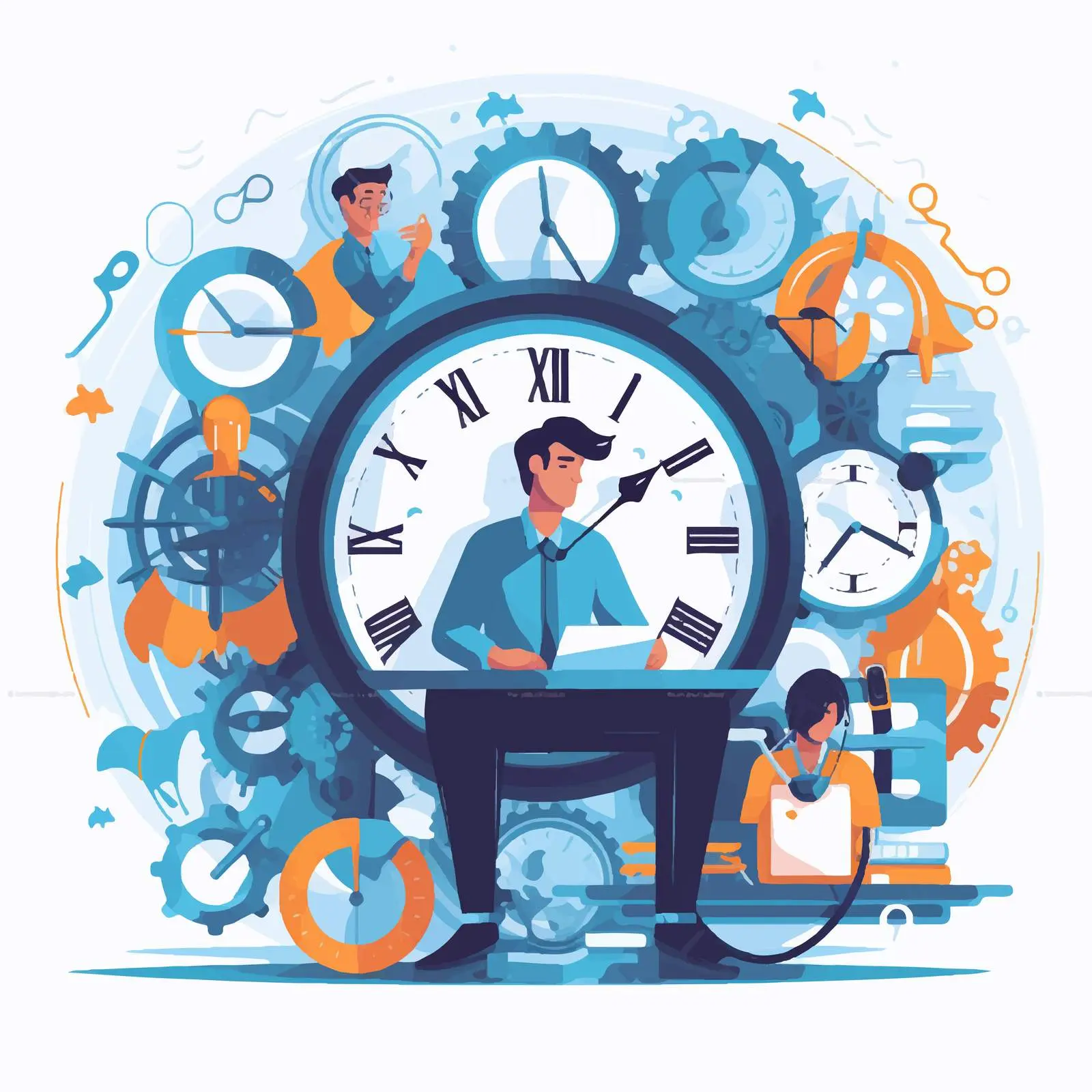 Cartoon Vector Illustration of Time Management — free download from Dotvec