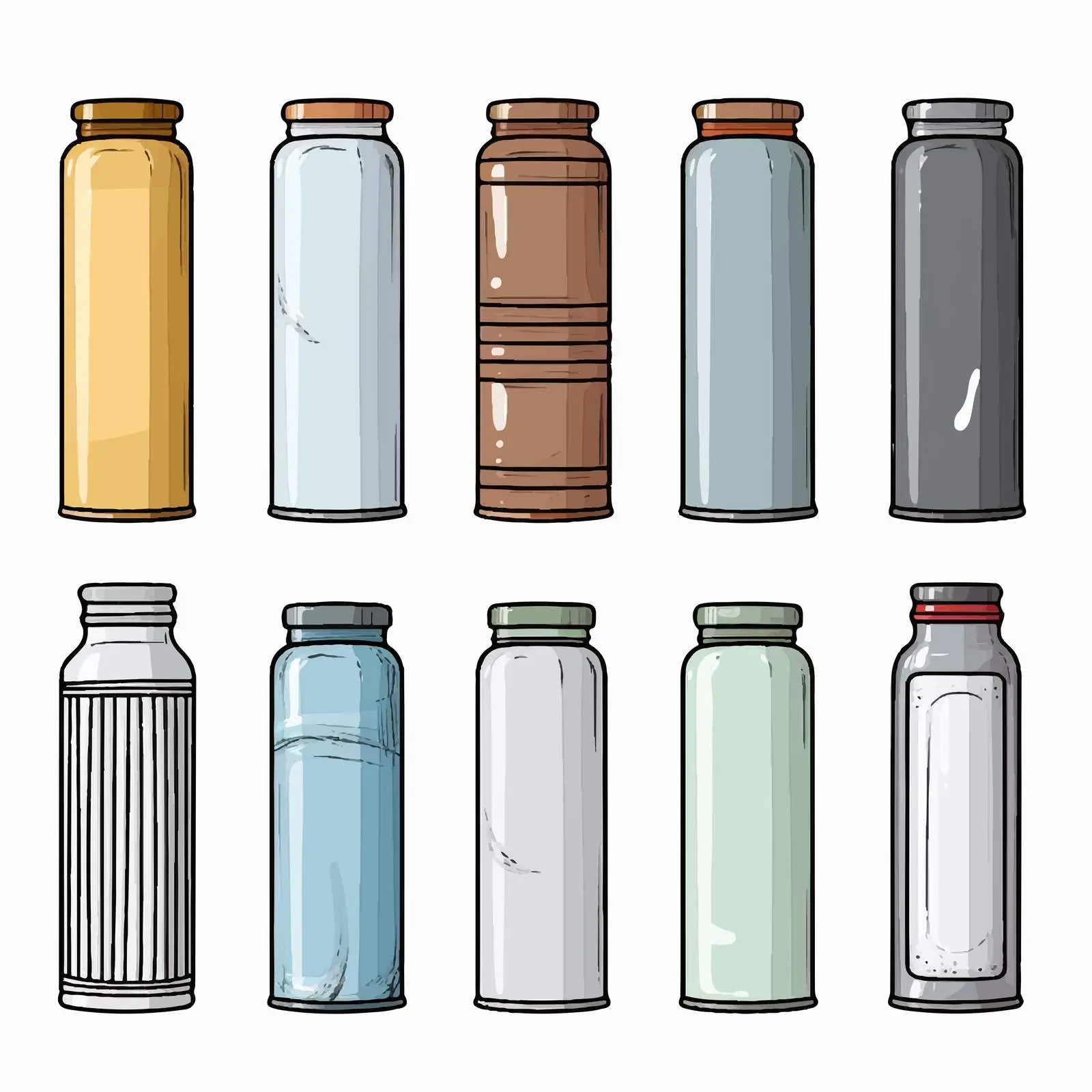 Tin Bottle Line Vector Illustration on White Background — free download from Dotvec