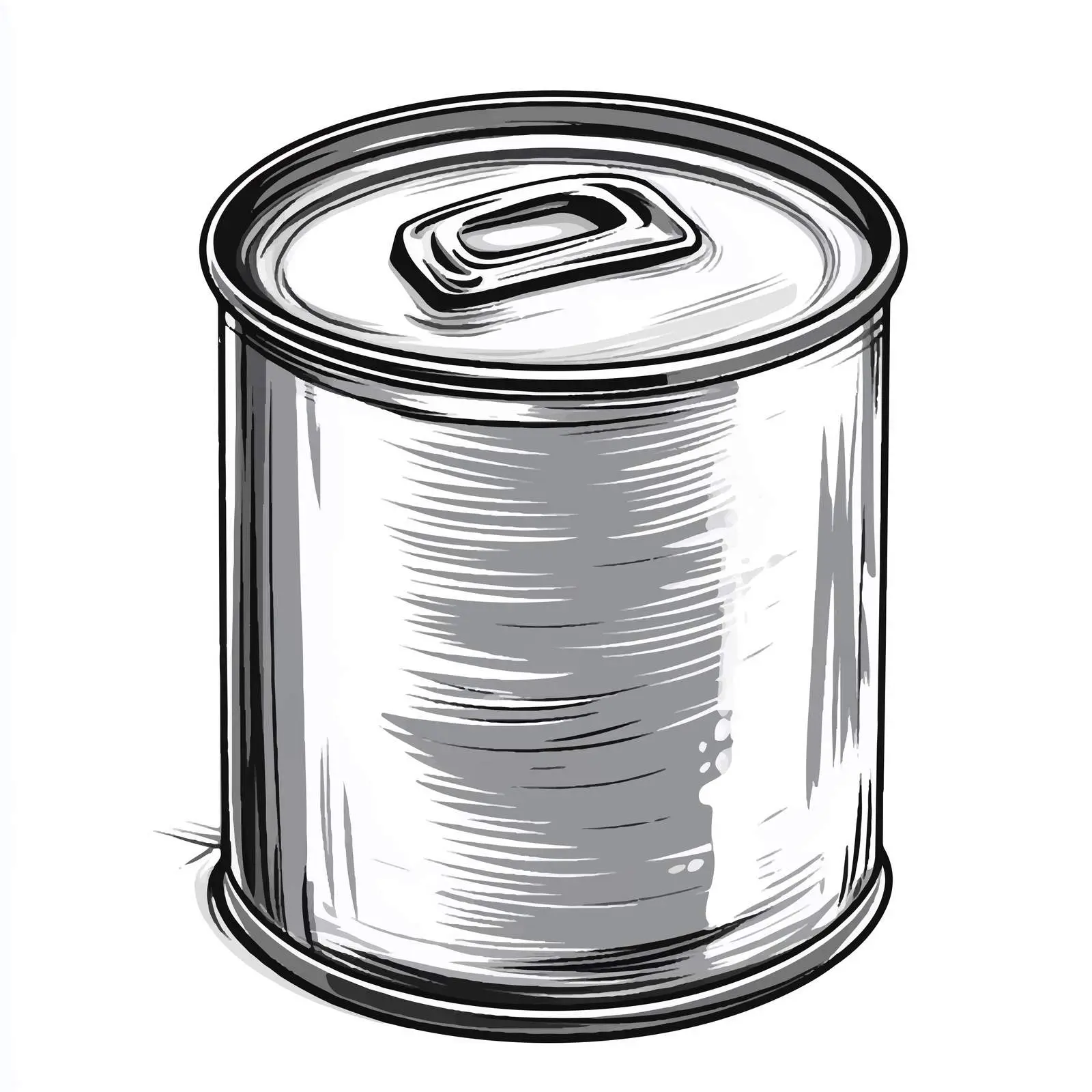Black and White Tin Can Cartoon Illustration — free download from Dotvec