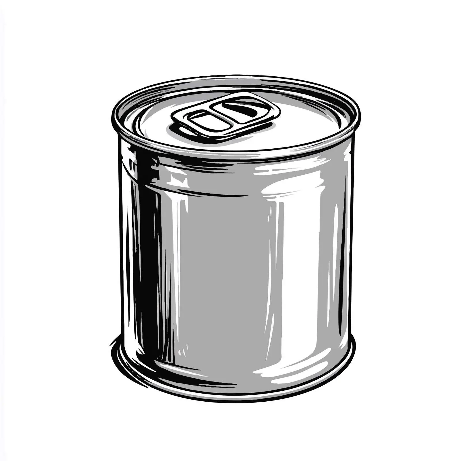Black and White Tin Can Cartoon Illustration — free download from Dotvec