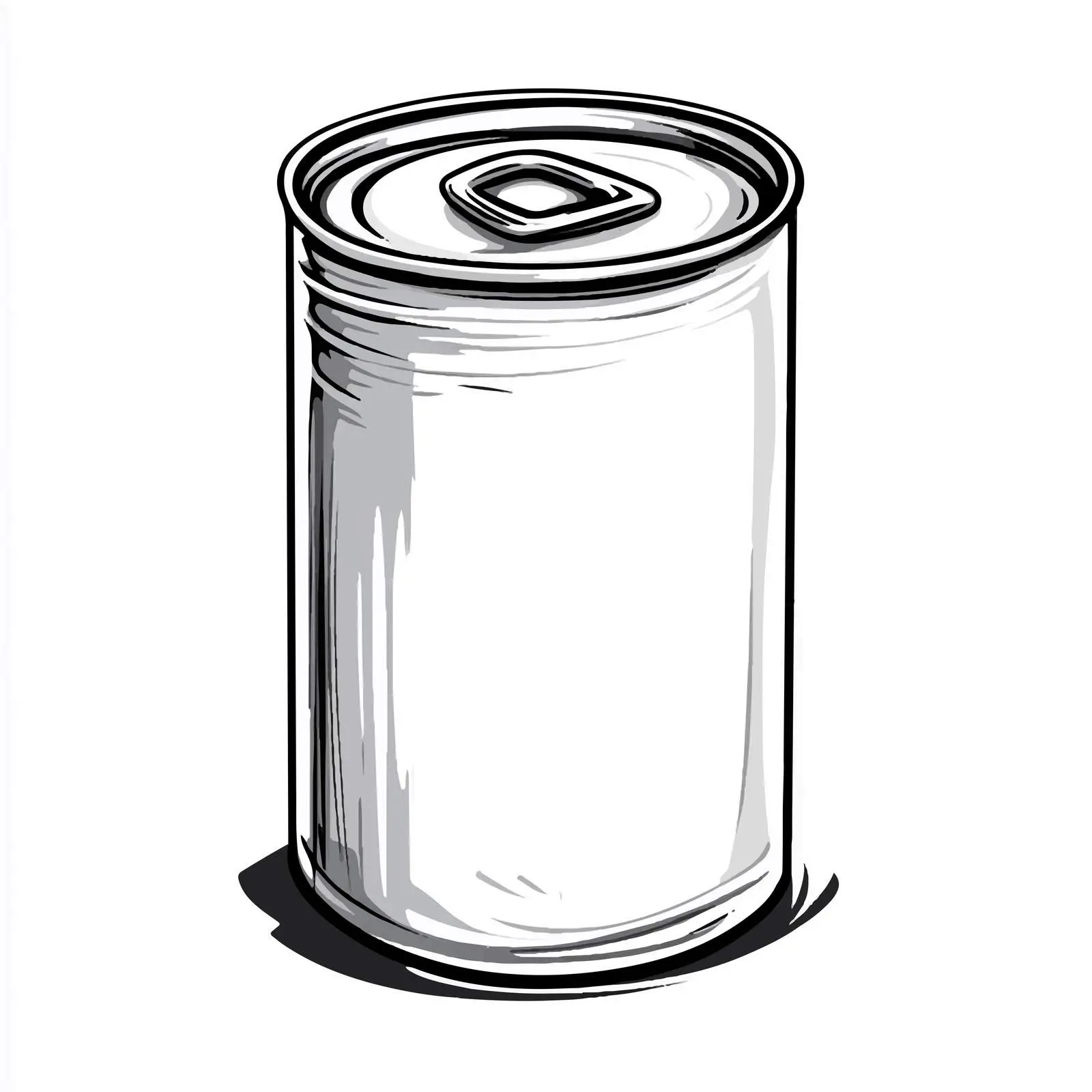 Black and White Tin Can Cartoon Illustration — free download from Dotvec