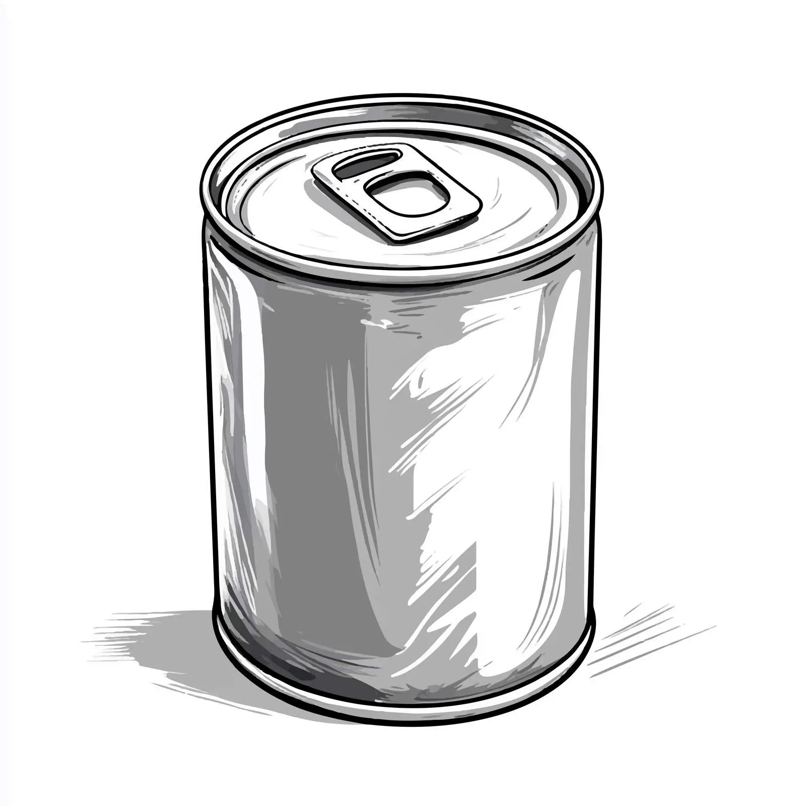 Black and White Tin Can Cartoon Illustration — free download from Dotvec