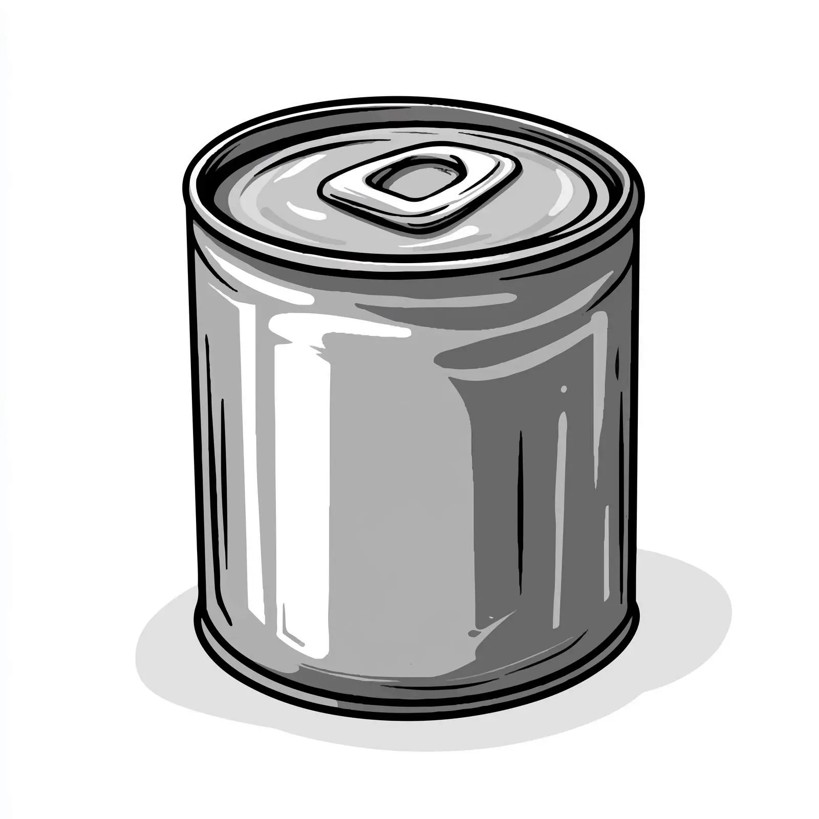 Grayscale Cartoon Tinned Can Vector Illustration — free download from Dotvec