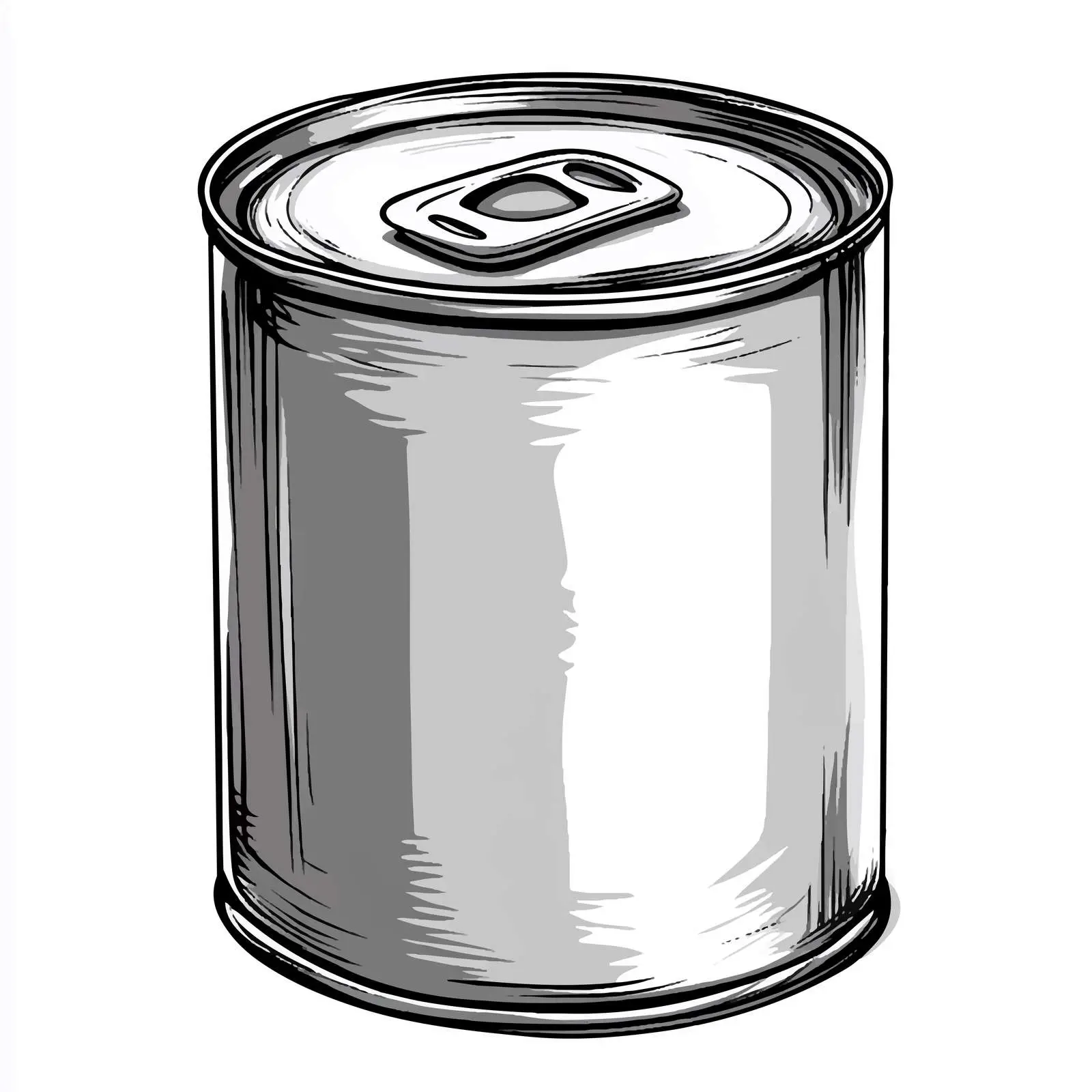 Grayscale Cartoon Tinned Can Vector Illustration — free download from Dotvec