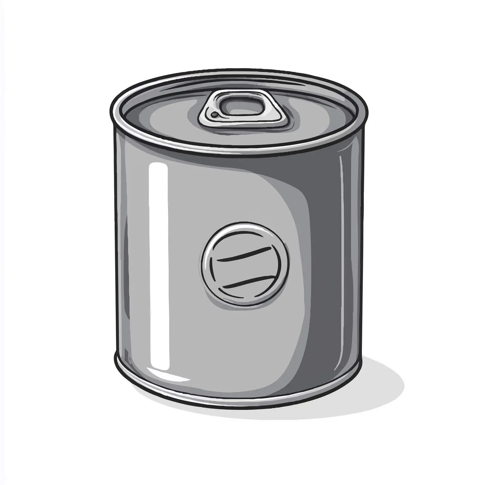 Grayscale Tinned Can Cartoon Vector Illustration — free download from Dotvec