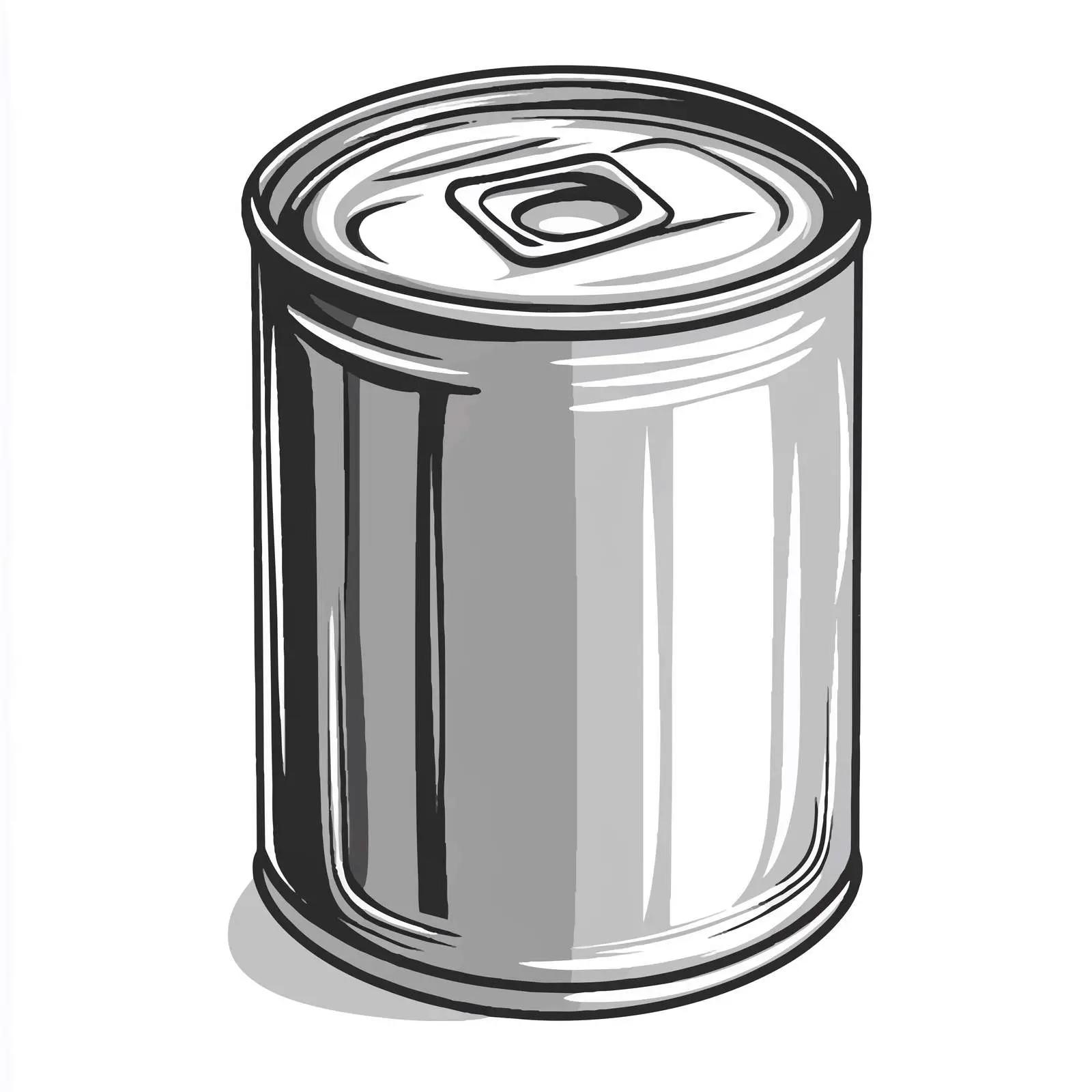 Grayscale Cartoon Tinned Can Vector Illustration — free download from Dotvec
