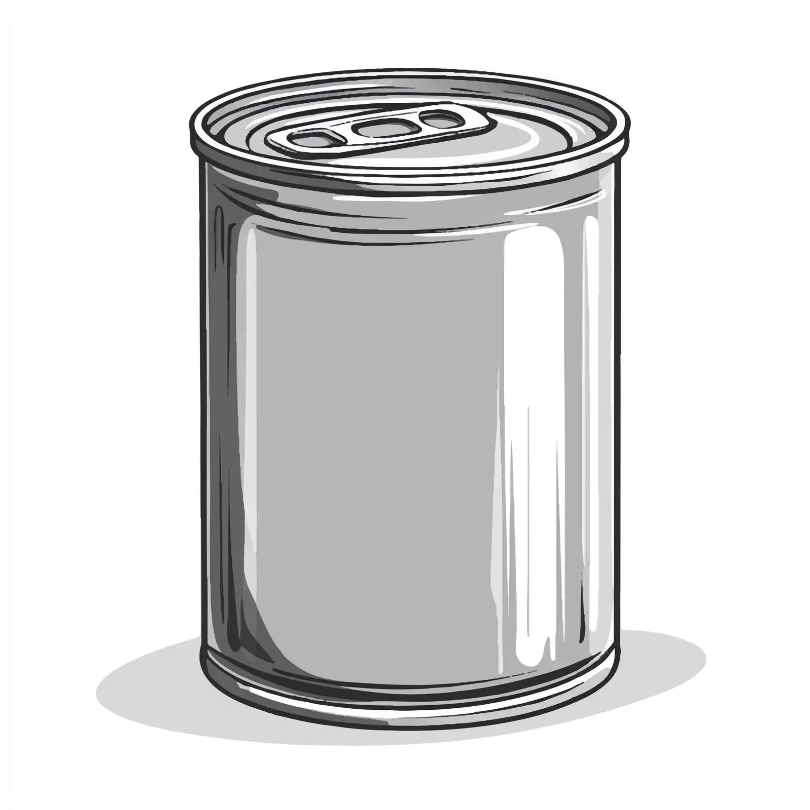 Grayscale Tinned Can Cartoon Vector Illustration – free doodled image from Dotvec