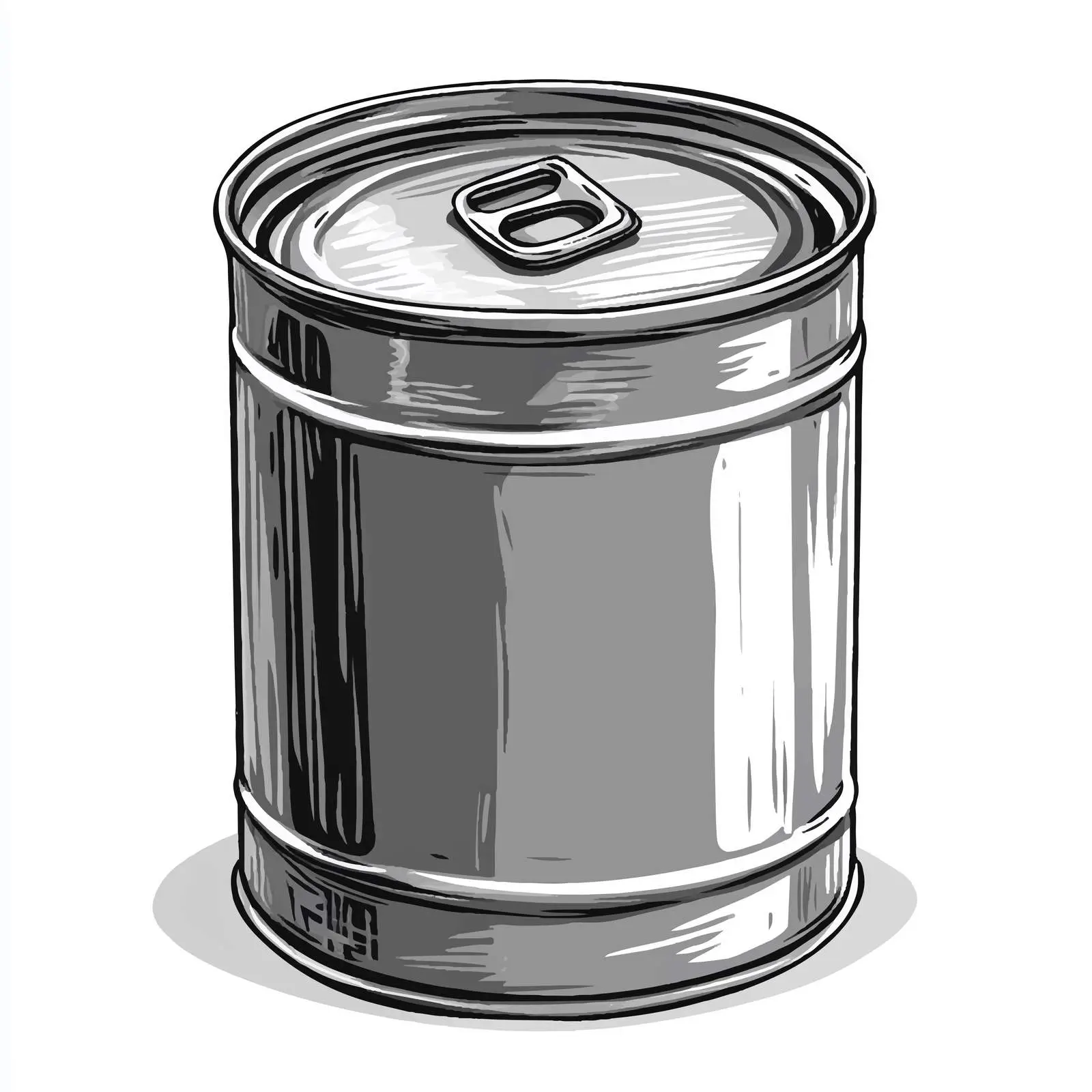 Grayscale Cartoon Tinned Can Vector Illustration — free download from Dotvec