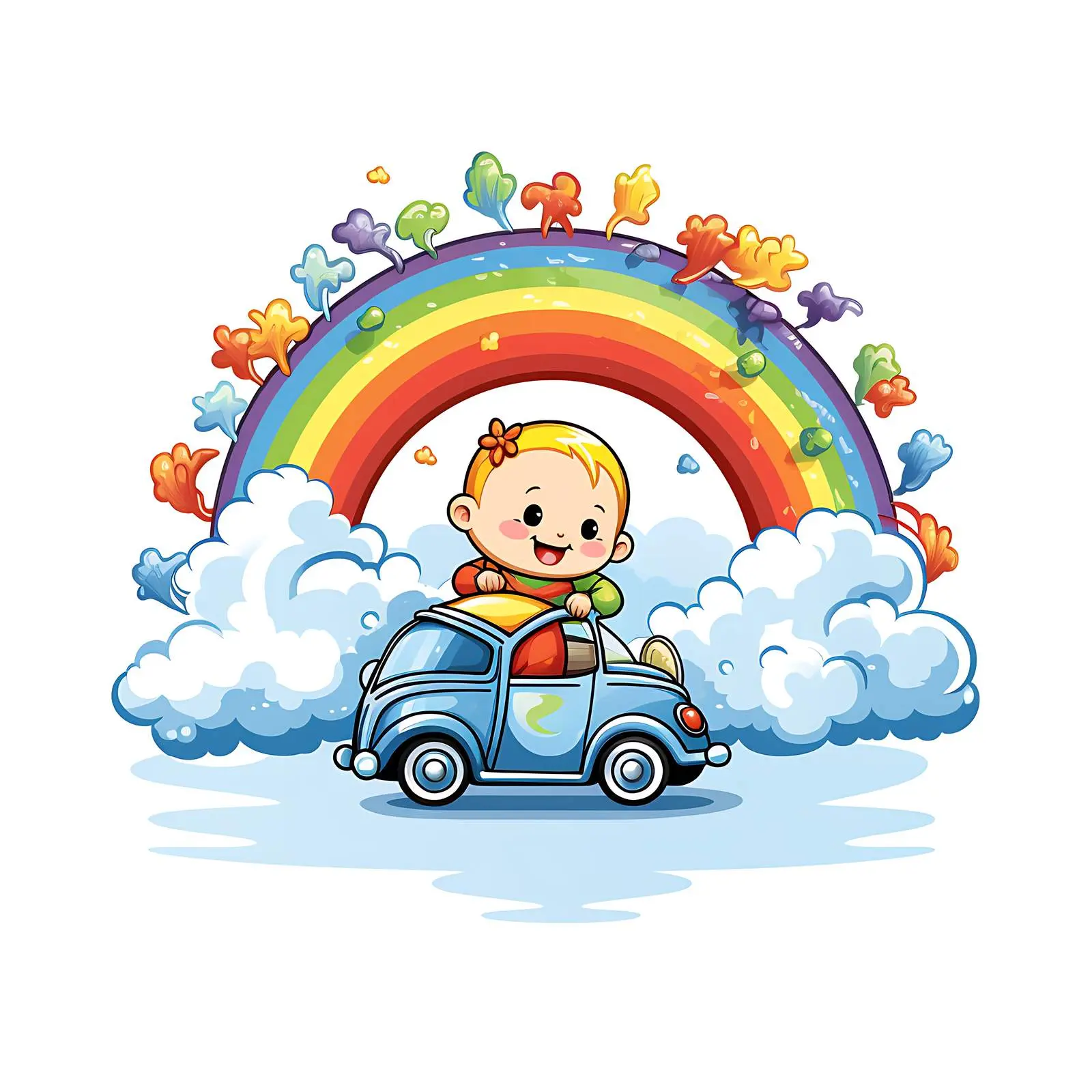 Newborn Portrait with Cars and Rainbow – free fantasy image from Dotvec