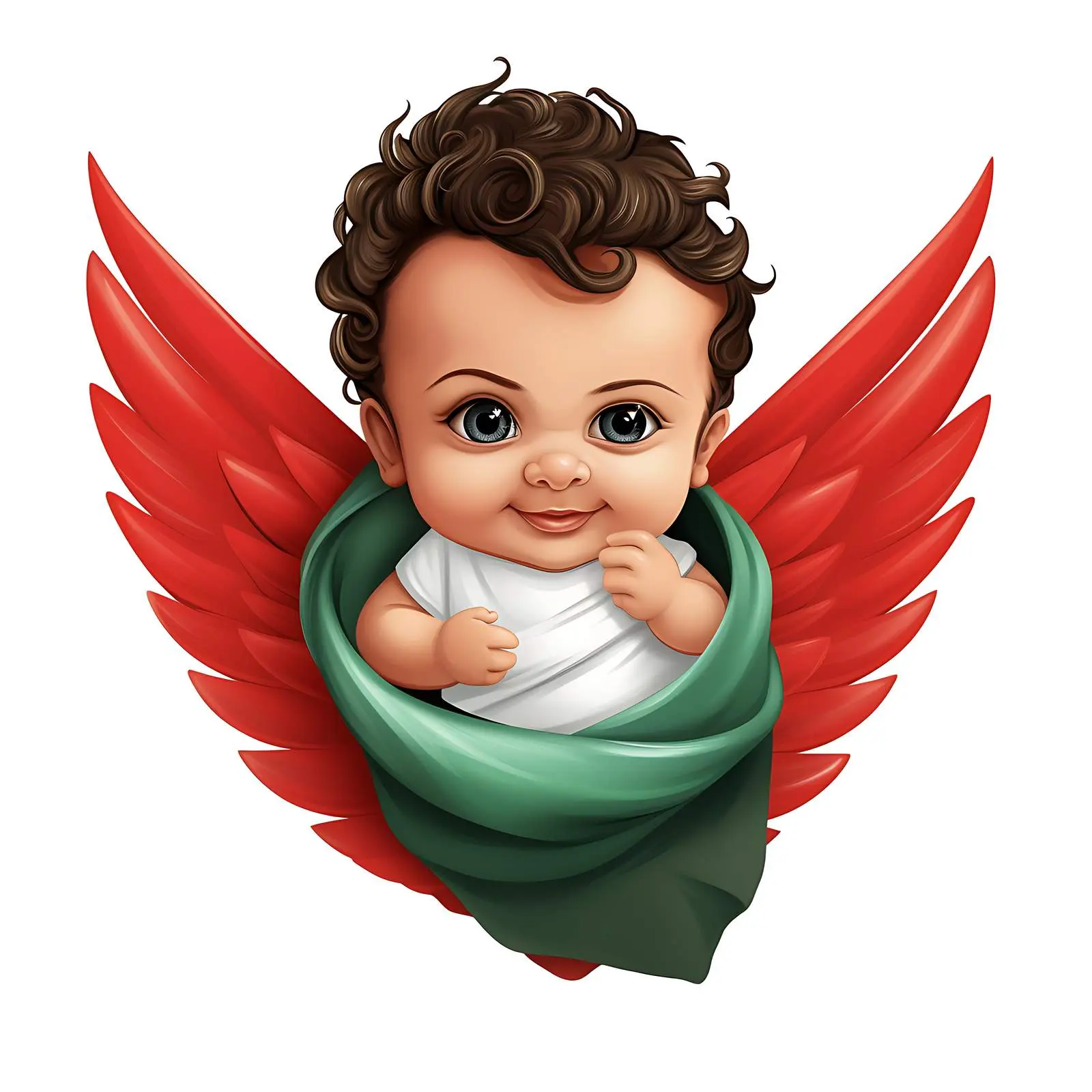 Whimsical Baby Portrait with Flag Wings – free fantasy image from Dotvec