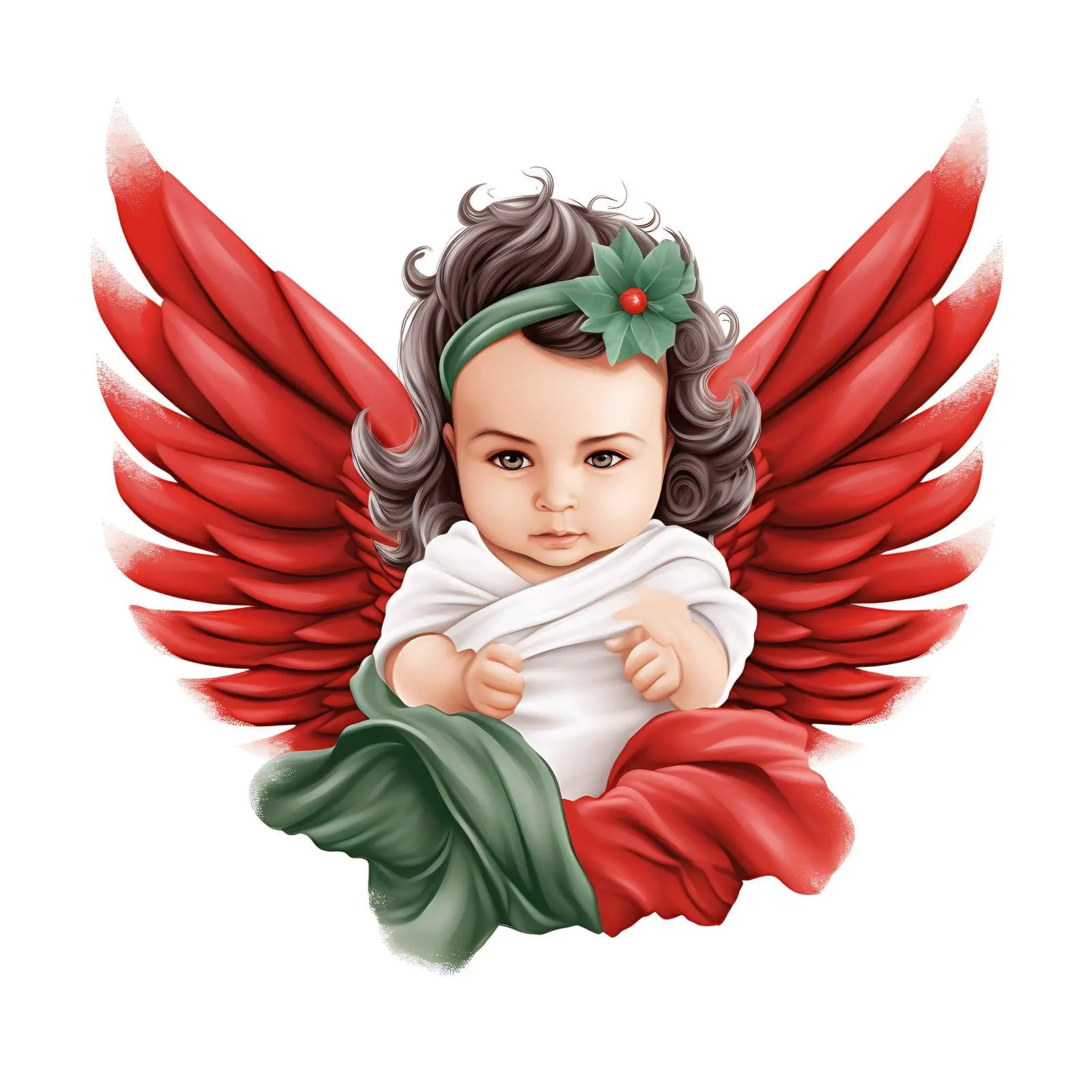 Colorful Baby Portrait with Flag Wings – free fantasy image from Dotvec