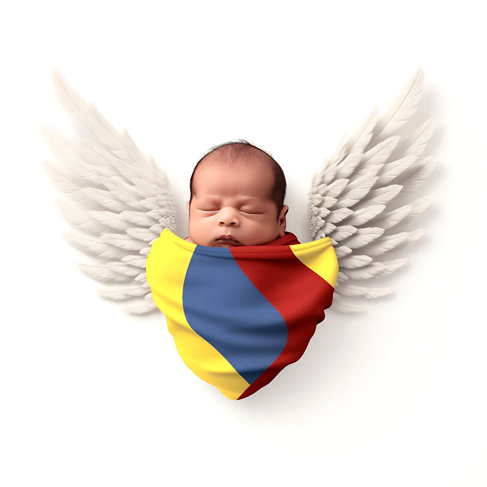 Colorful Baby Portrait with National Flag Wings – free fantasy image from Dotvec
