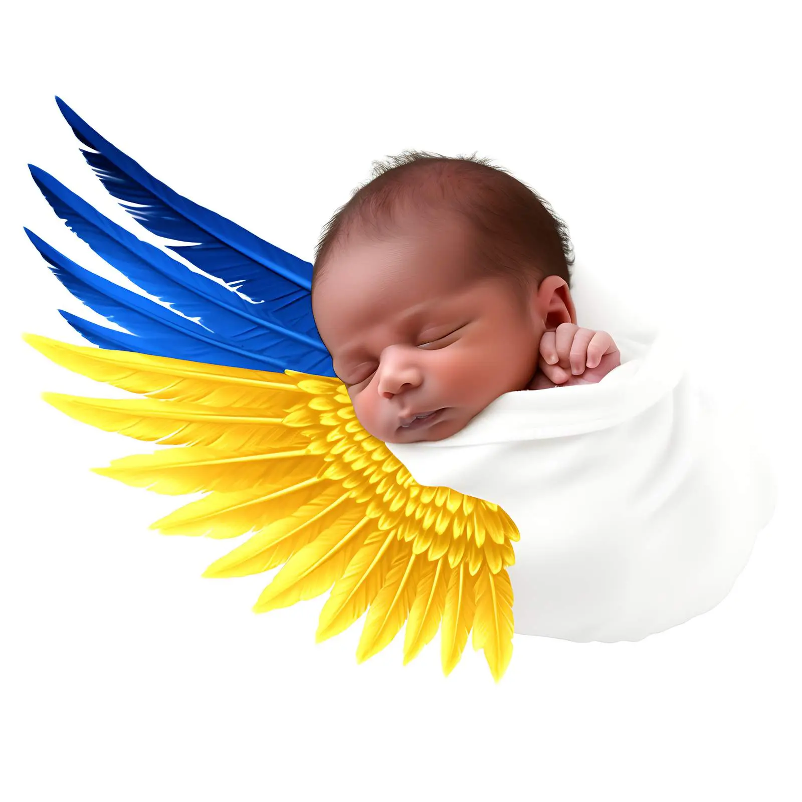 Colorful Baby Portrait with Wings and Flag – free fantasy image from Dotvec
