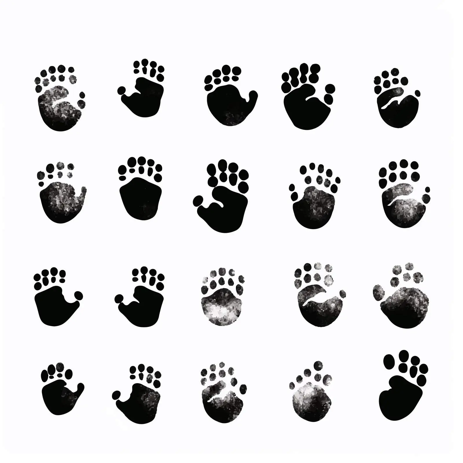 Baby Hand and Footprint Silhouettes on White Background — free download from Dotvec