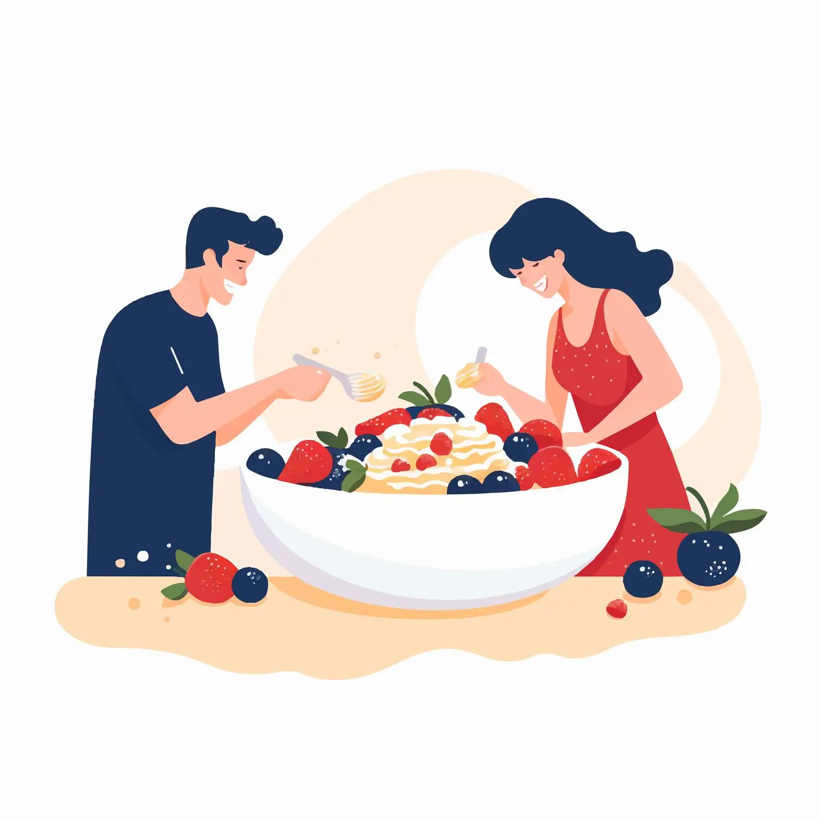 Tiny People Preparing Healthy Breakfast — free download from Dotvec