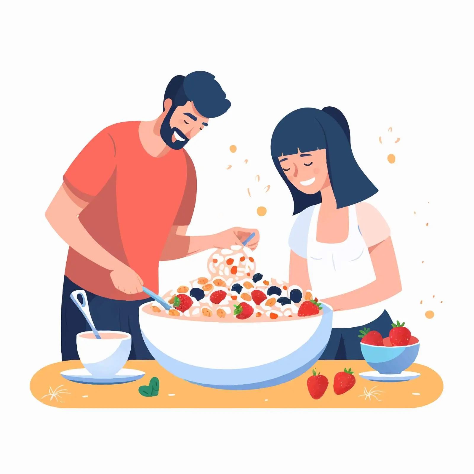 Tiny People Preparing Healthy Breakfast — free download from Dotvec
