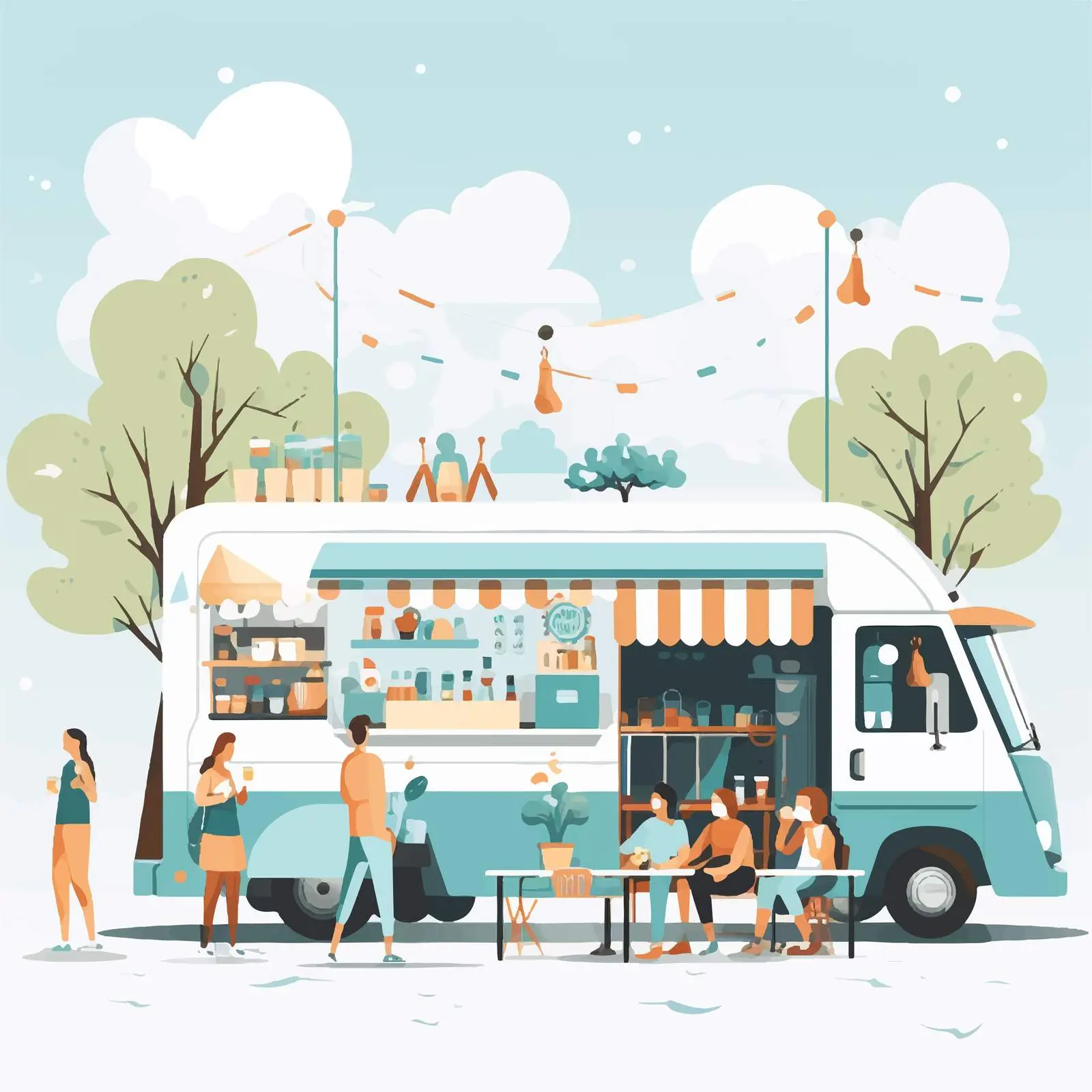 People Enjoying Food Trucks at Summer Festival — free download from Dotvec