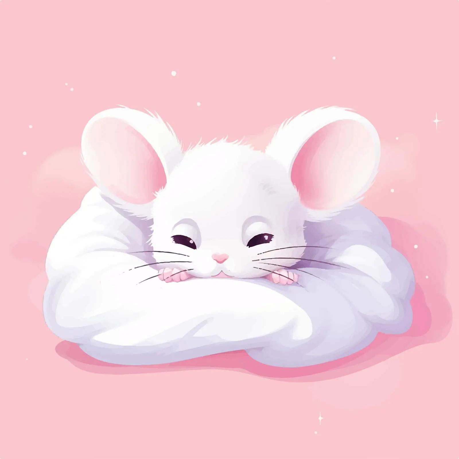Adorable White Mouse Resting on Pink Pillow — free download from Dotvec