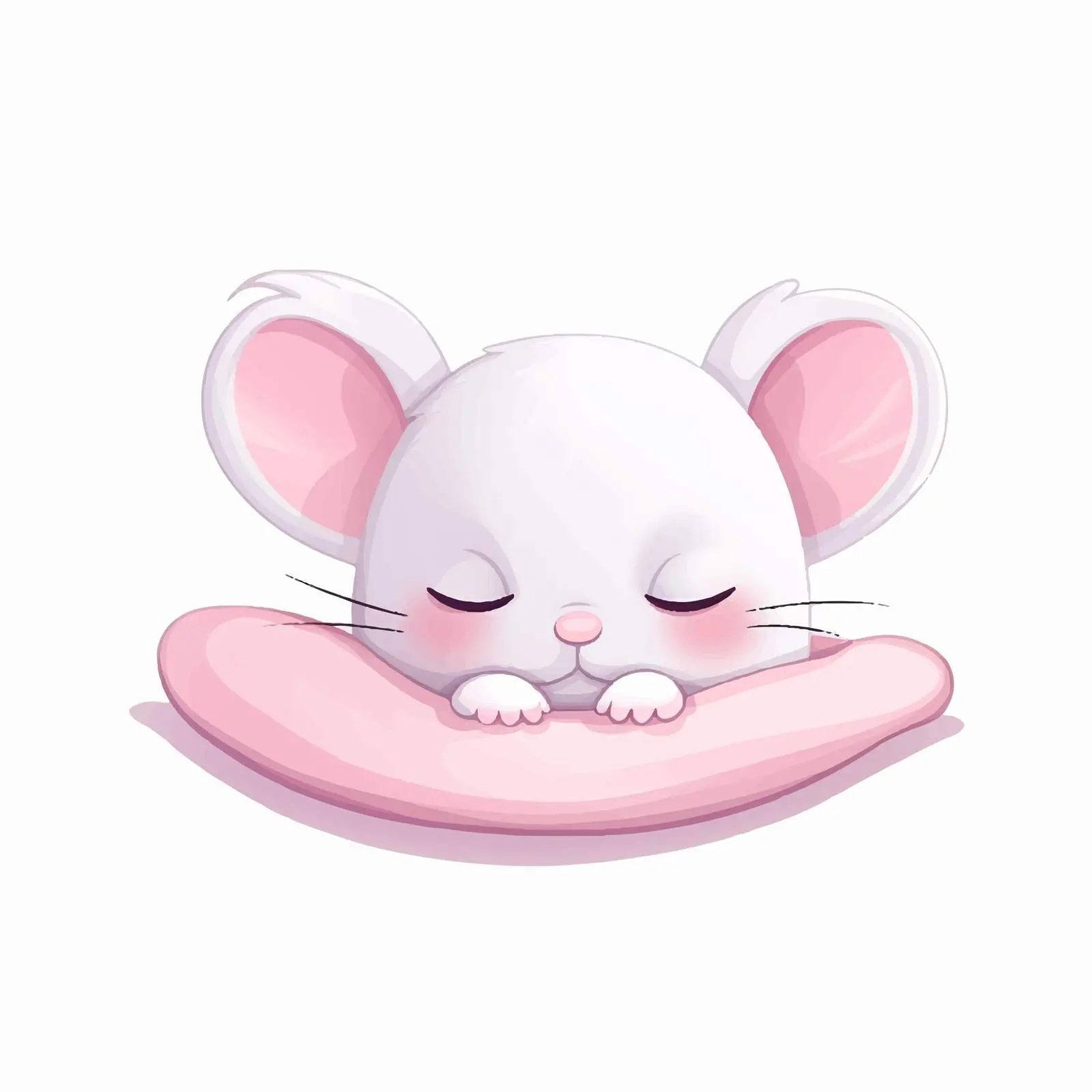 Cute White Mouse Sleeping on Pink Pillow — free download from Dotvec
