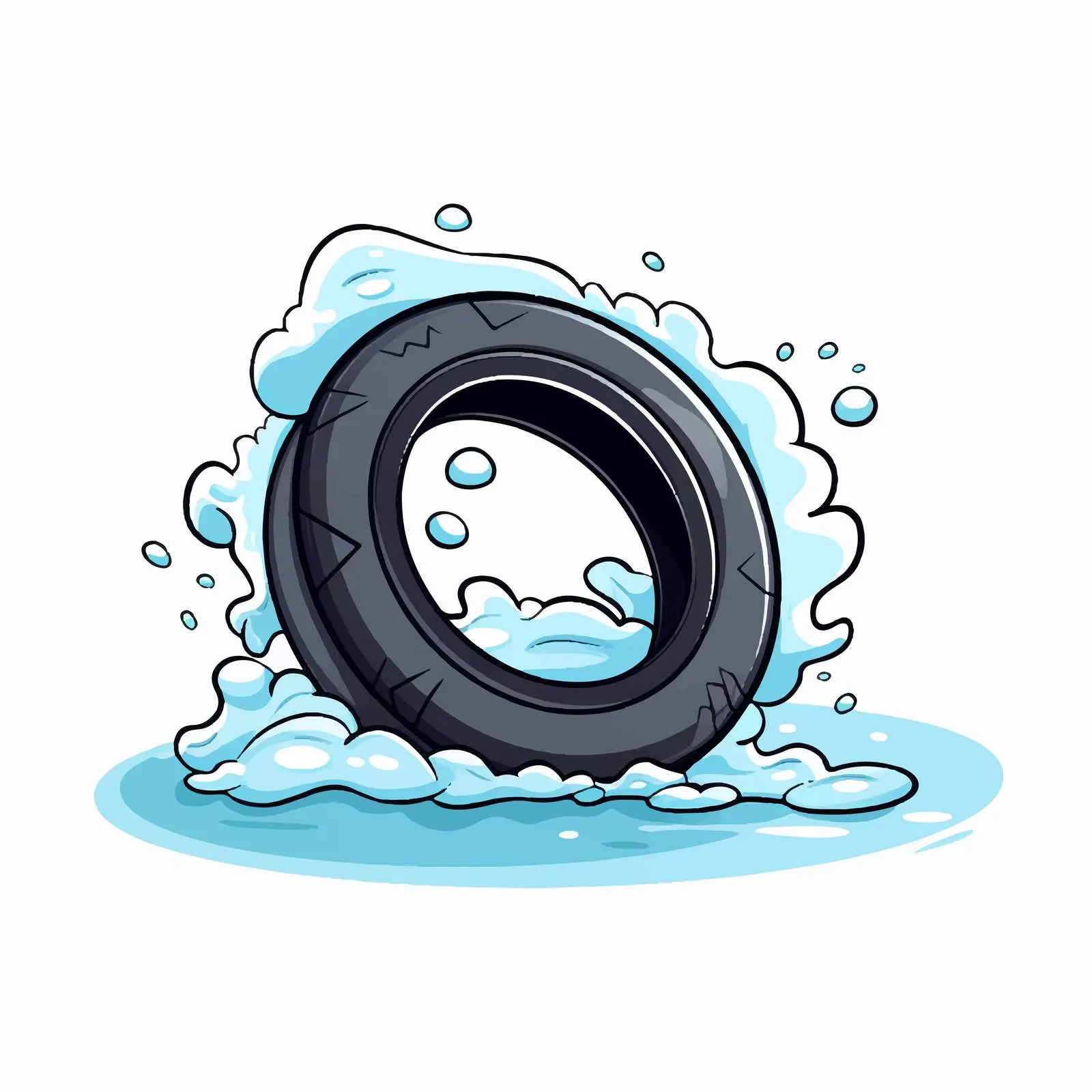 Cartoon Tire Floating Line Vector Illustration — free download from Dotvec