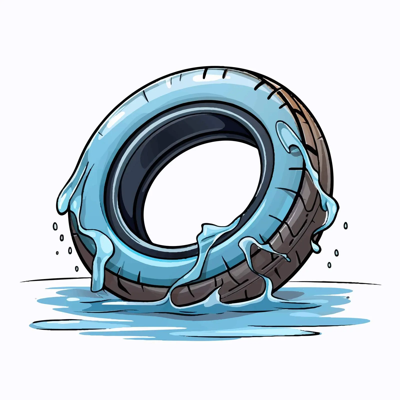 Cartoon Tire Floating Line Vector Illustration — free download from Dotvec