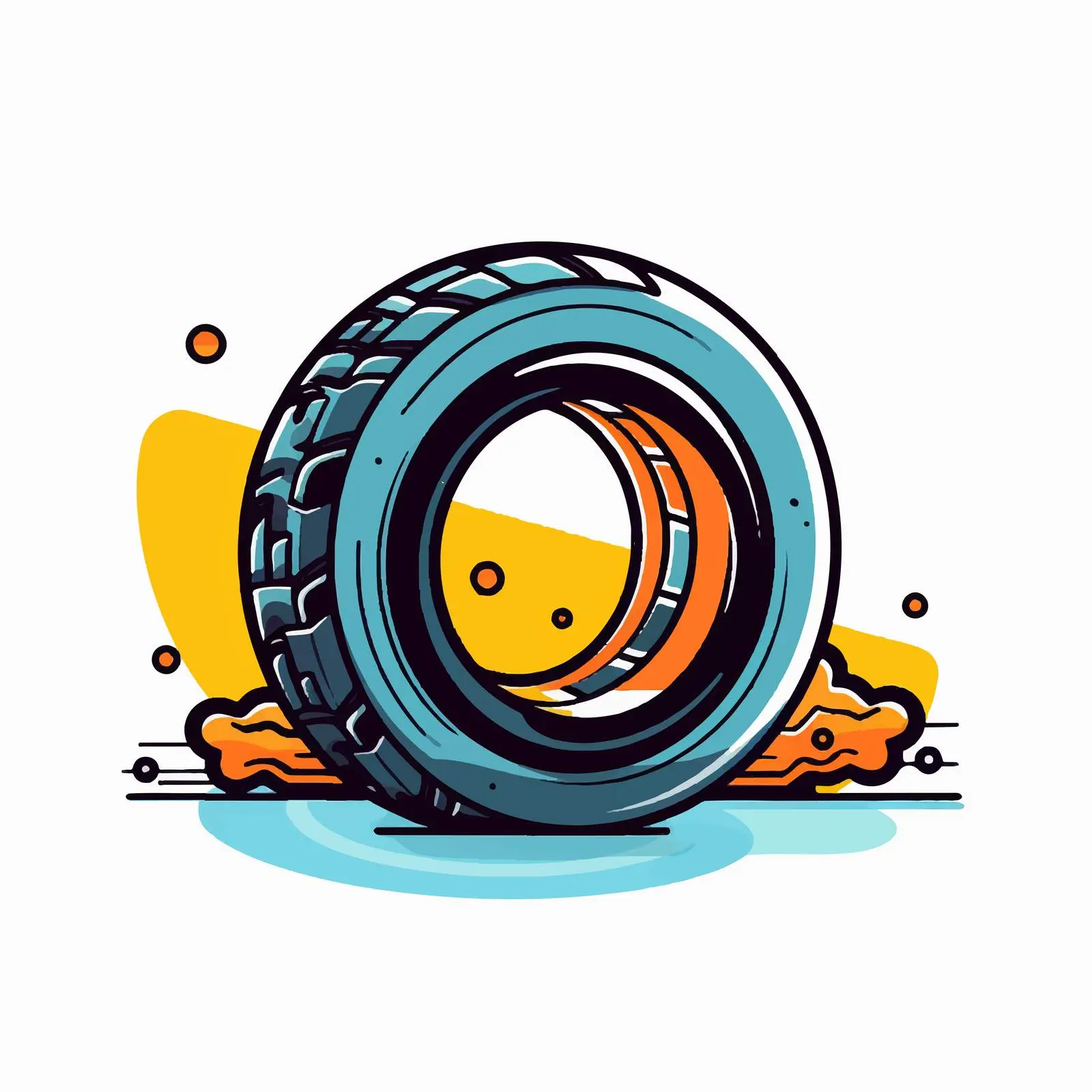 Cartoon Vector Tire Floating Line Illustration — free download from Dotvec