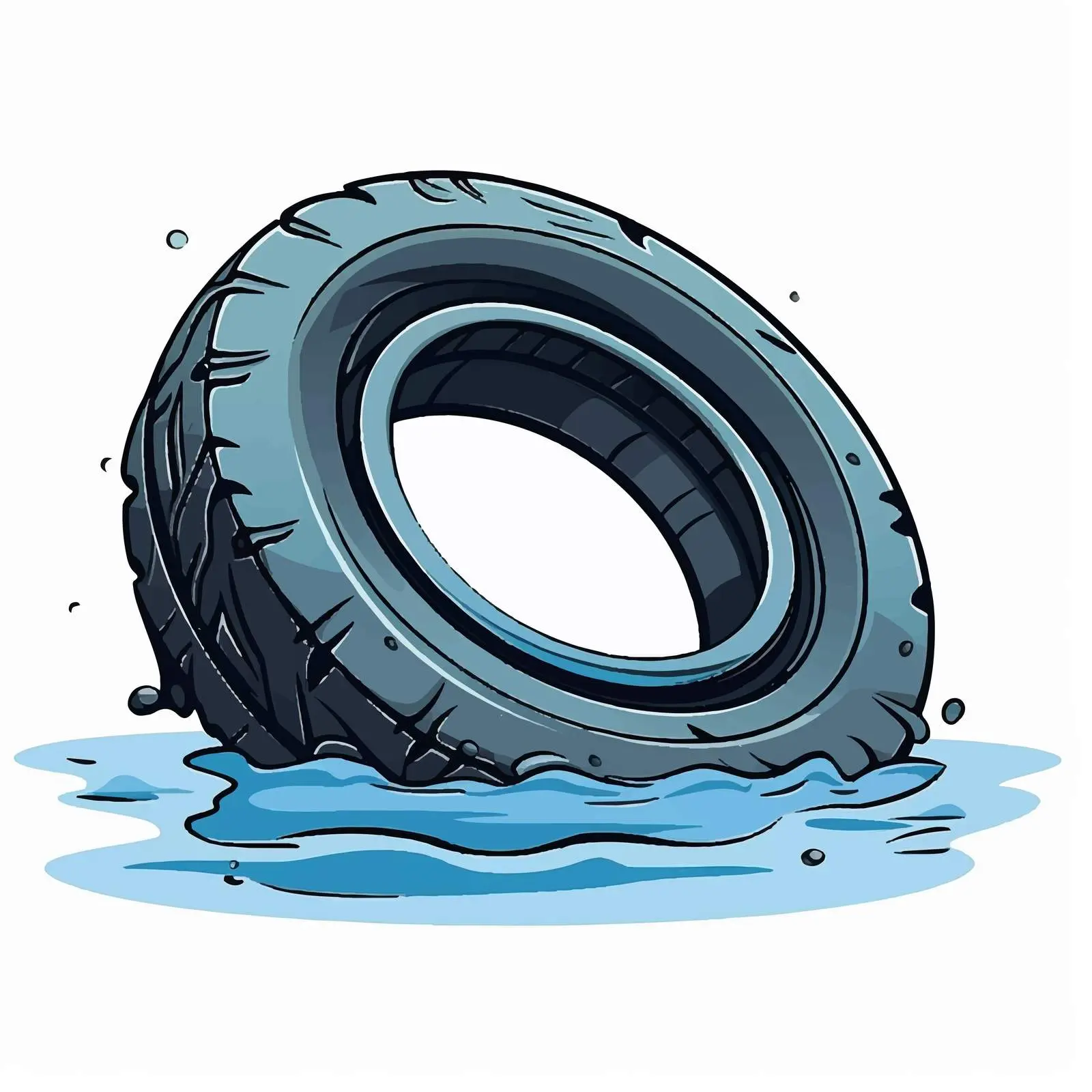 Cartoon Vector Illustration of Floating Tire – free motorsport image from Dotvec