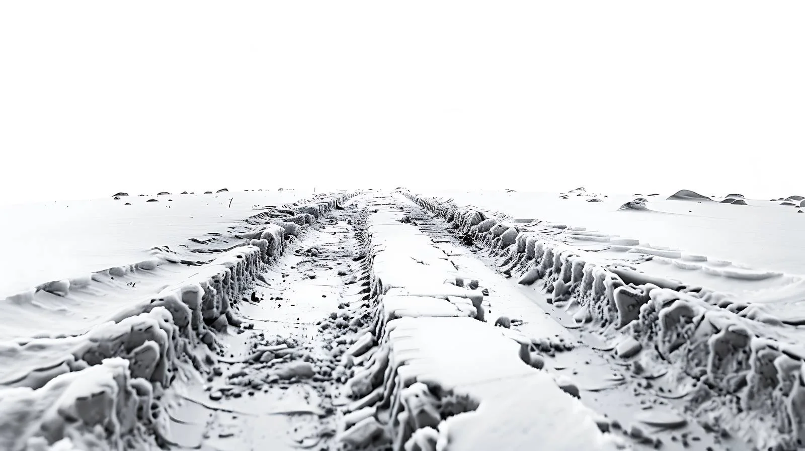Melting snow reveals tire tracks on road — free download from Dotvec