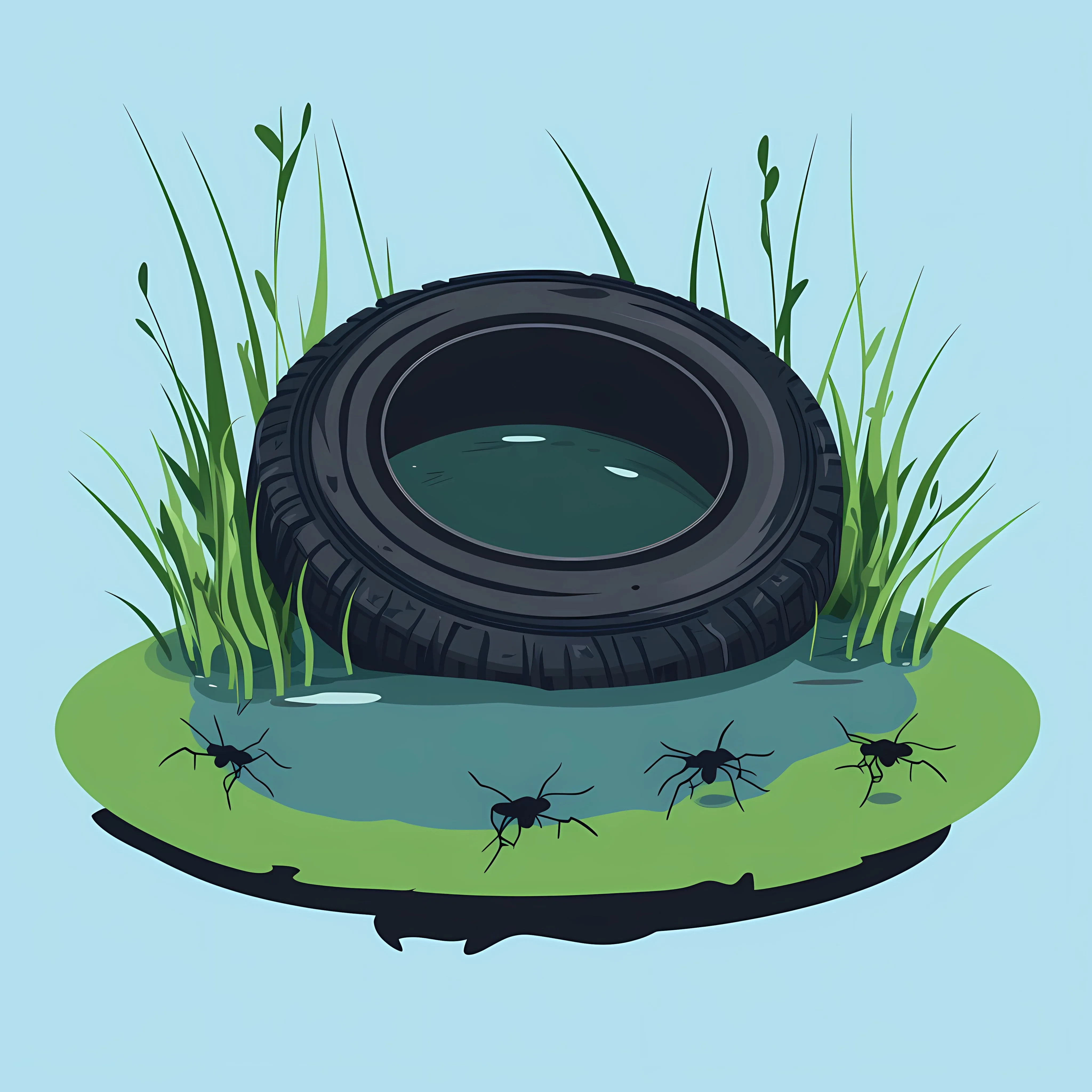 Dengue Mosquitoes in Stagnant Water Tire Vector — free download from Dotvec