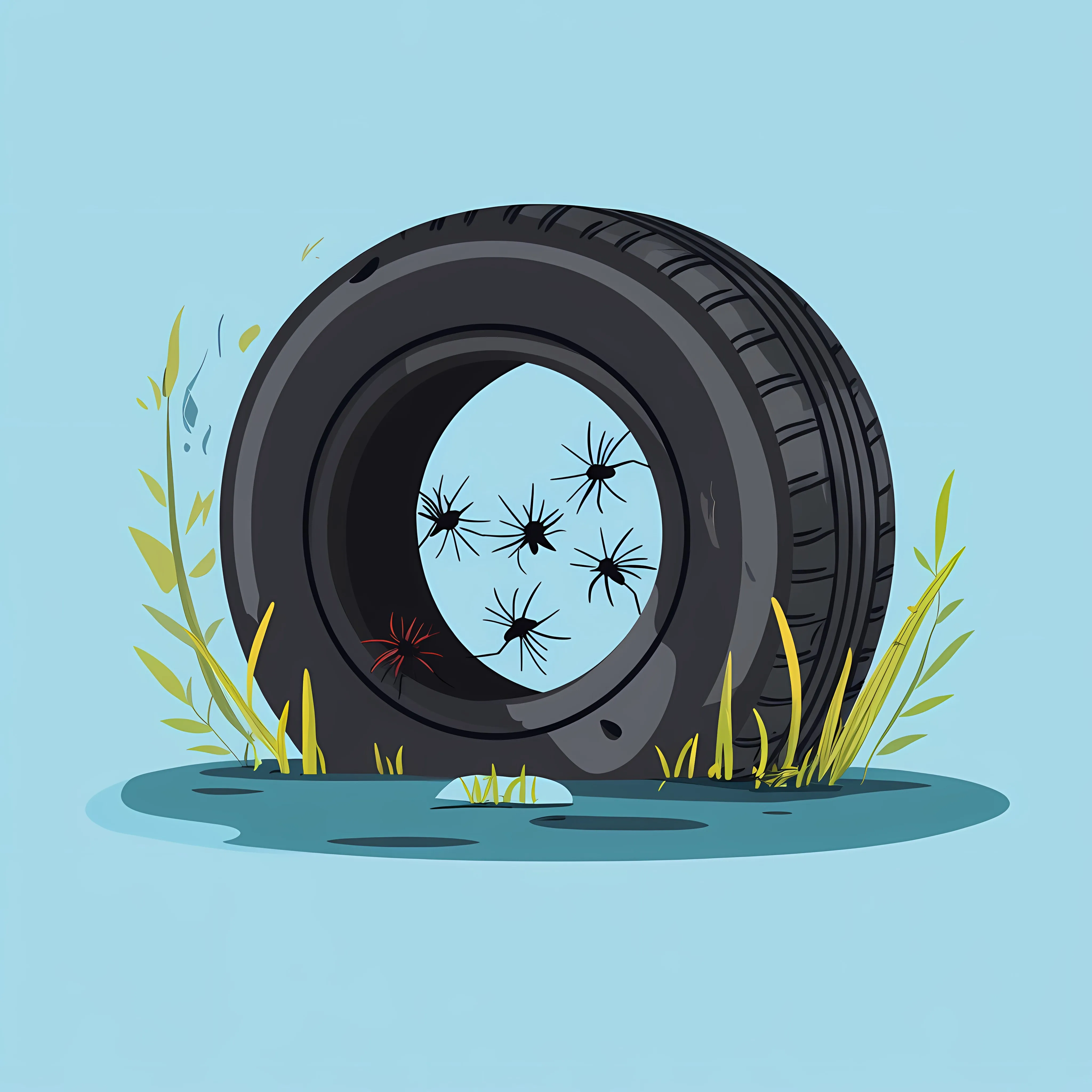Tire With Stagnant Water and Dengue Mosquitoes – free tire recycling image from Dotvec