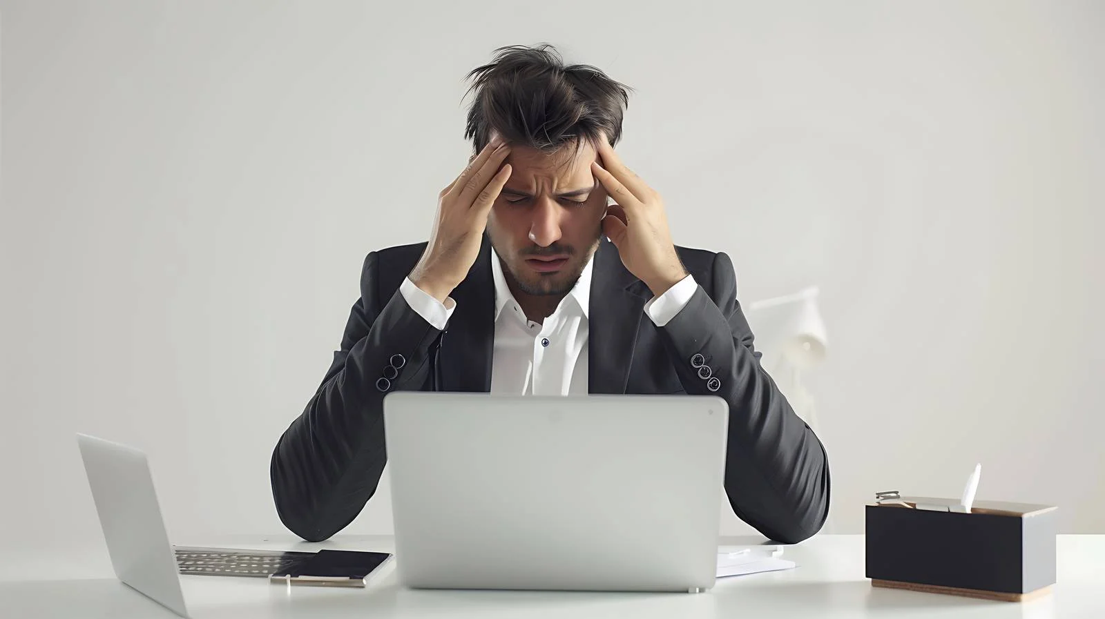 Fatigued Businessman at Office Desk — free download from Dotvec