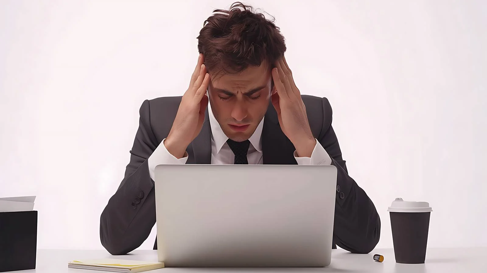 Exhausted Office Worker Holding Documents — free download from Dotvec