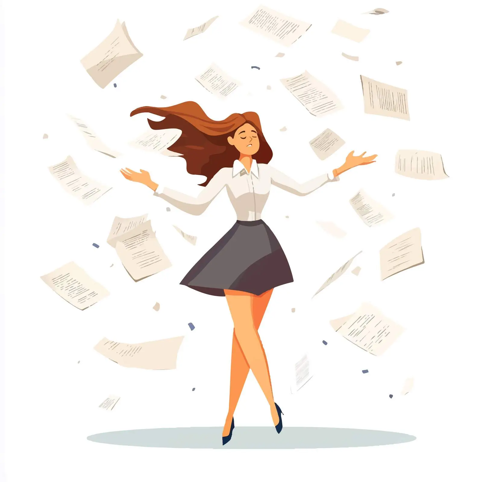 Frustrated Businesswoman Tossing Papers in Office – free business dynamics image from Dotvec