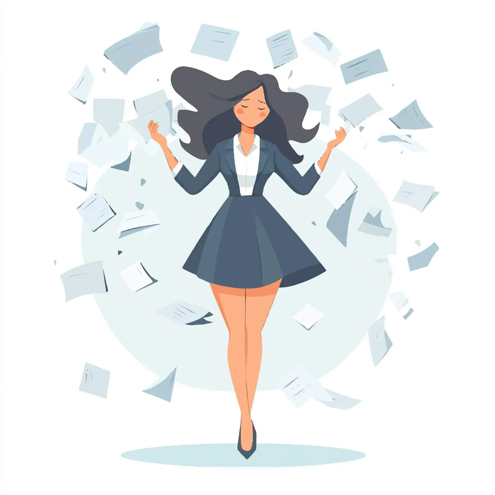 Frustrated Businesswoman Discarding Papers — free download from Dotvec