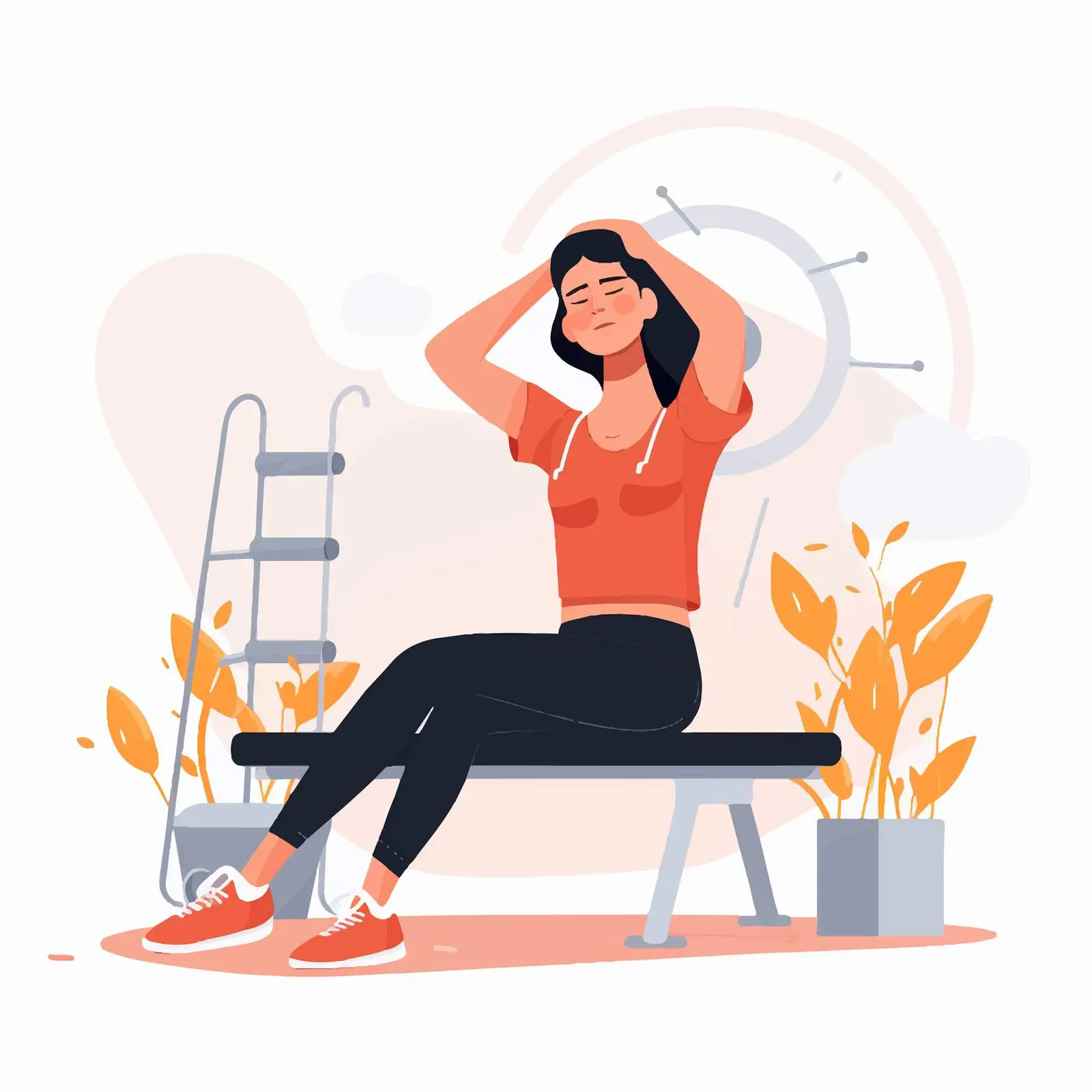 Tired Woman Exhausted During Gym Workout — free download from Dotvec