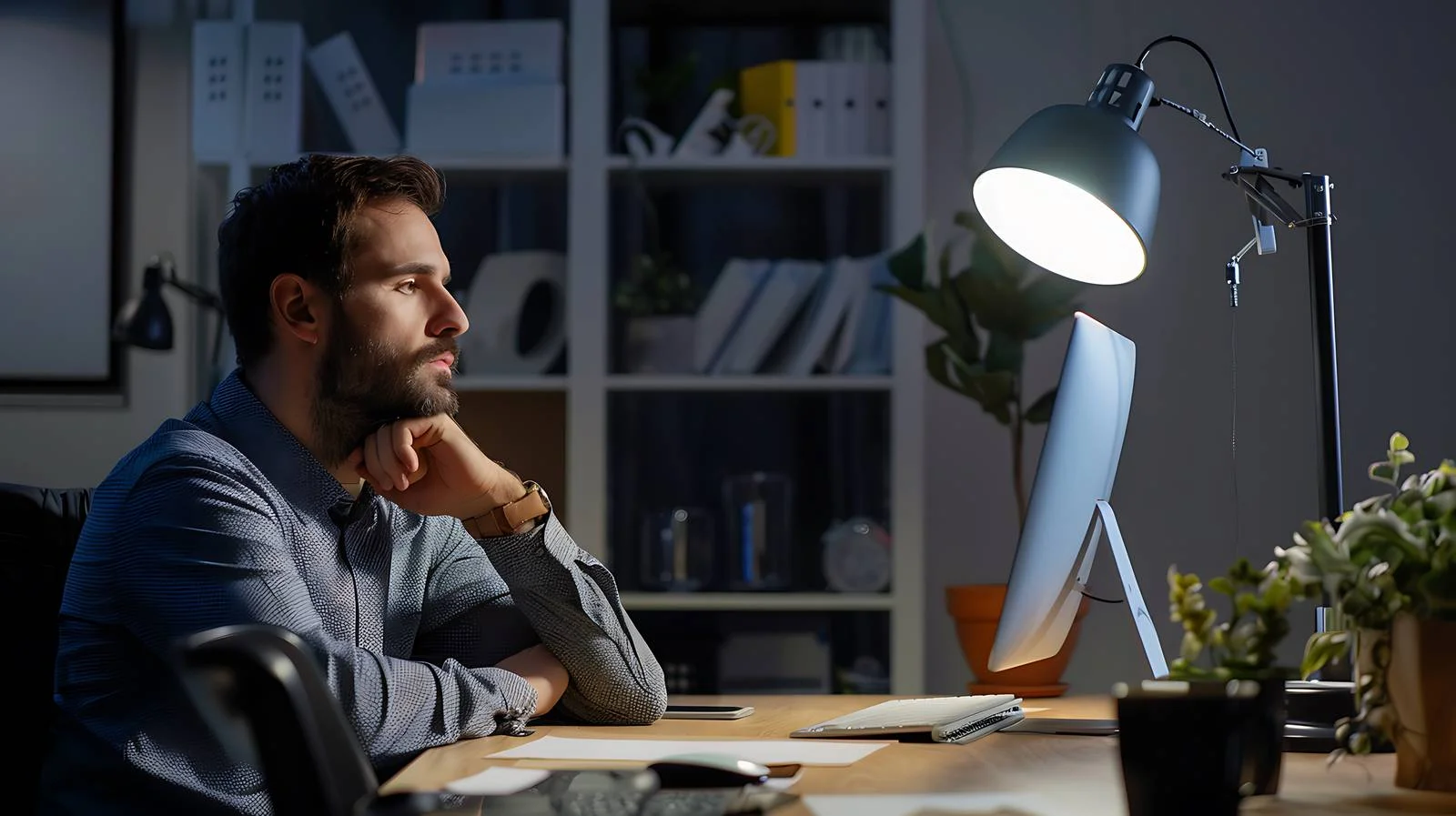 Late Night Office Work Stress — free download from Dotvec